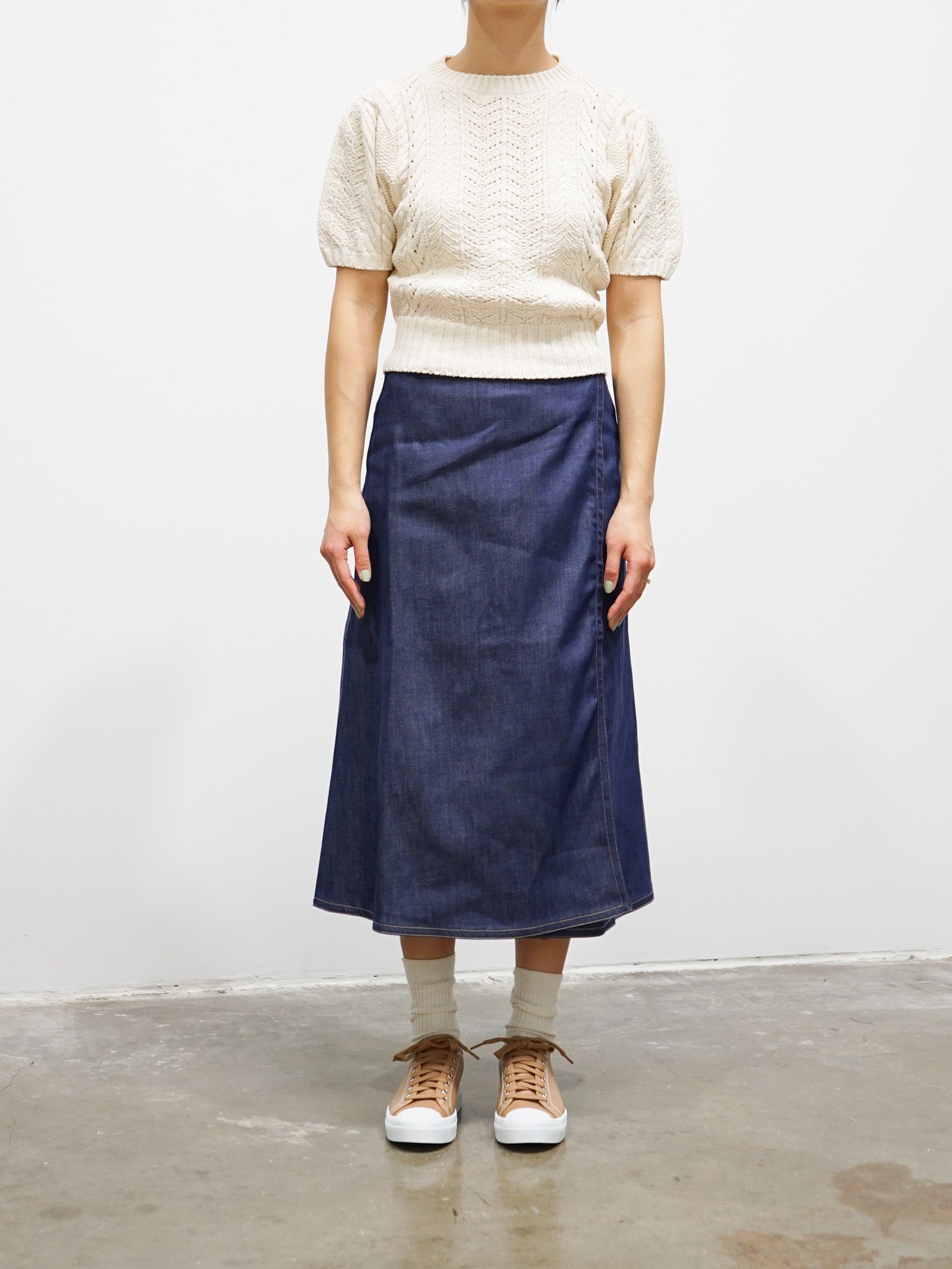 Namu Shop - Unfil Open Work Cable Knit Sweater - Milk
