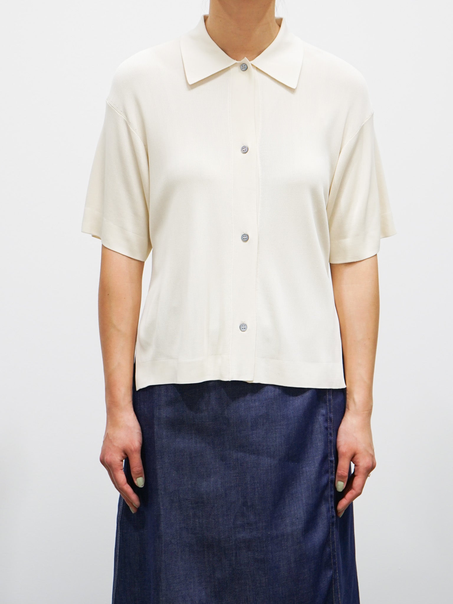 Namu Shop - Studio Nicholson Cedrus Jersey Short Sleeve Shirt - Parchment