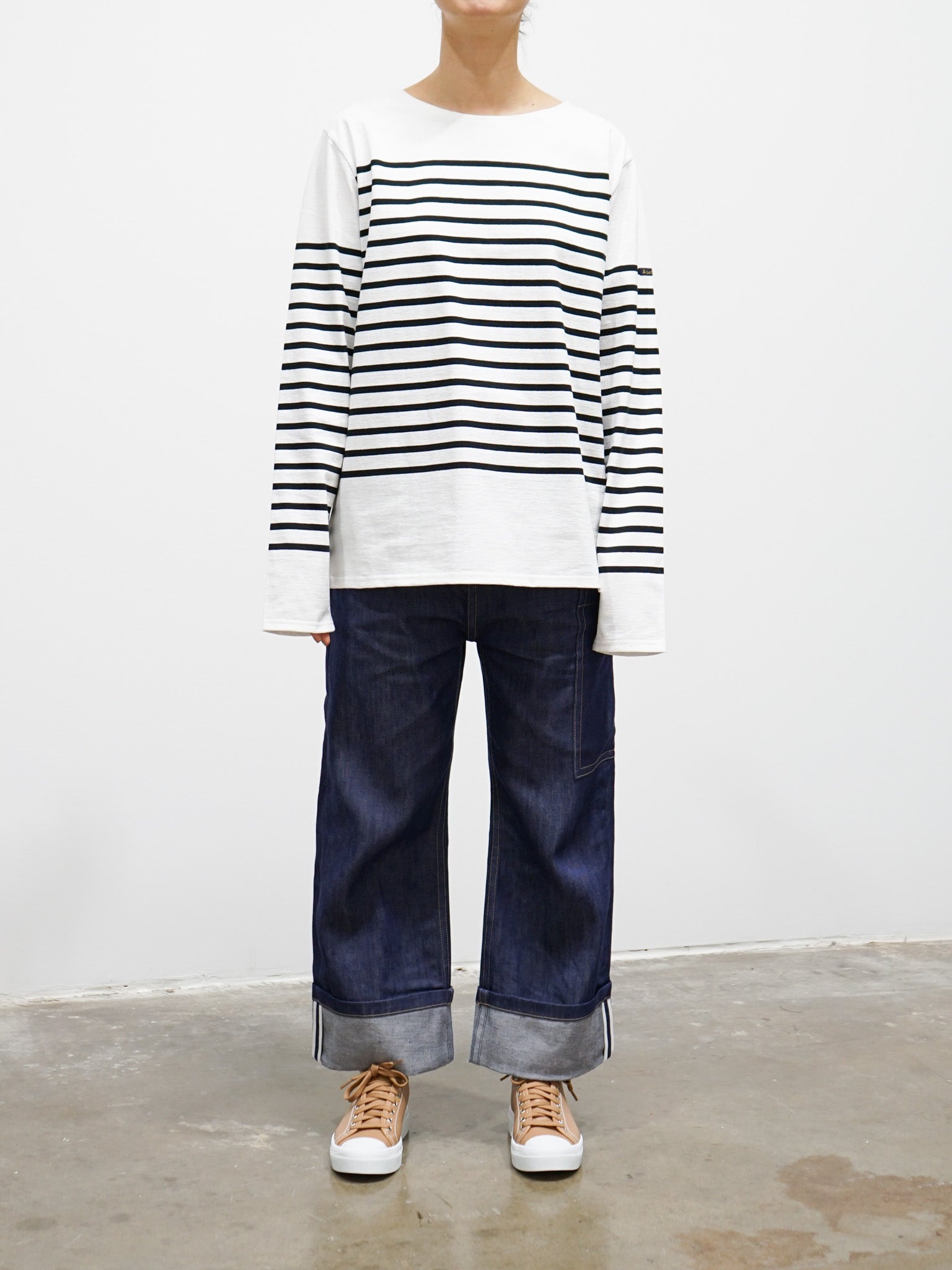 Namu Shop - Veritecoeur Le Minor Border Longsleeve Tee - Royal Blue x White