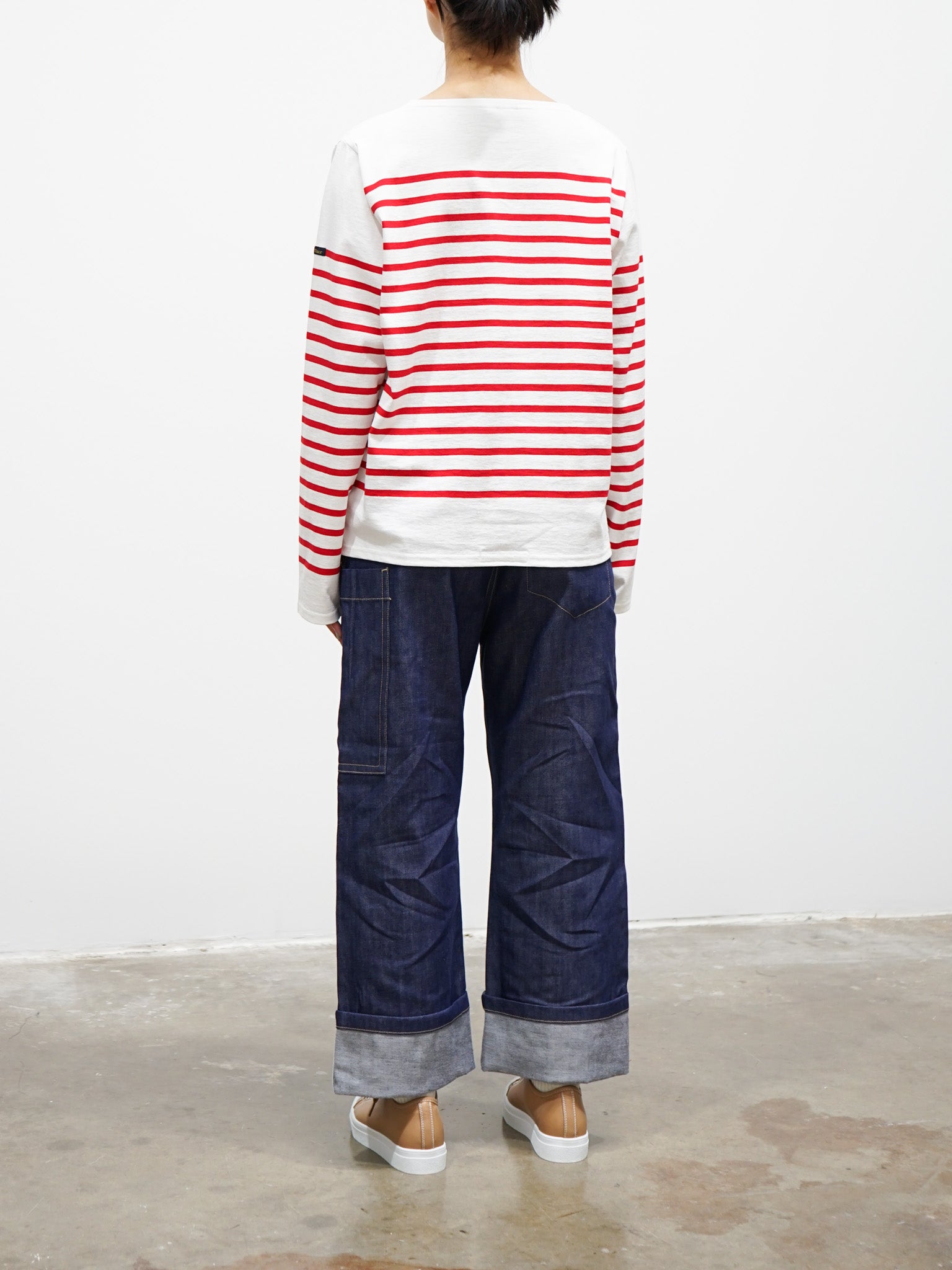 Namu Shop - Veritecoeur Le Minor Border Longsleeve Tee - Royal Blue x White