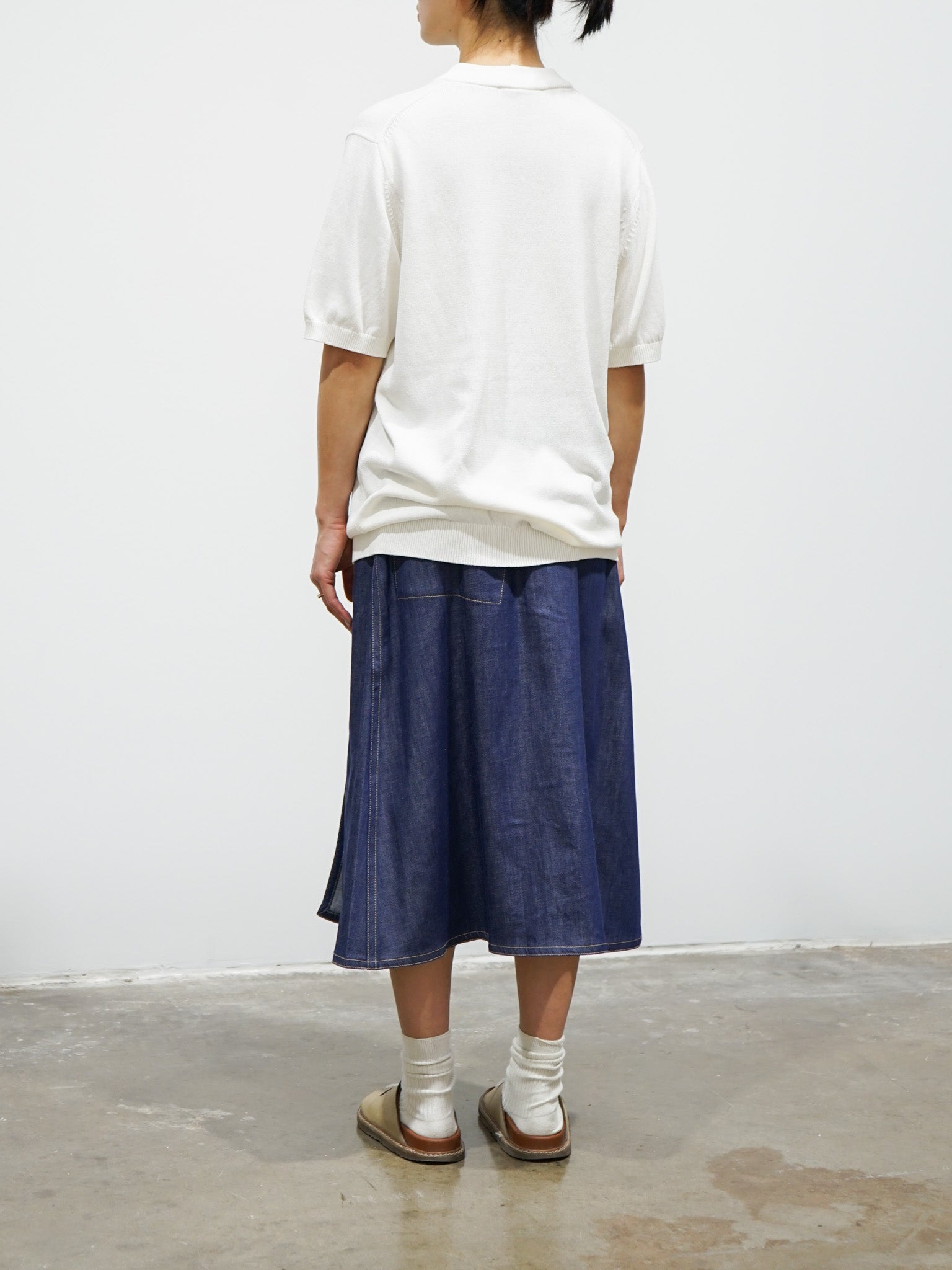 Namu Shop - Studio Nicholson Tula V-Neck Short Sleeve Knit - Ivory