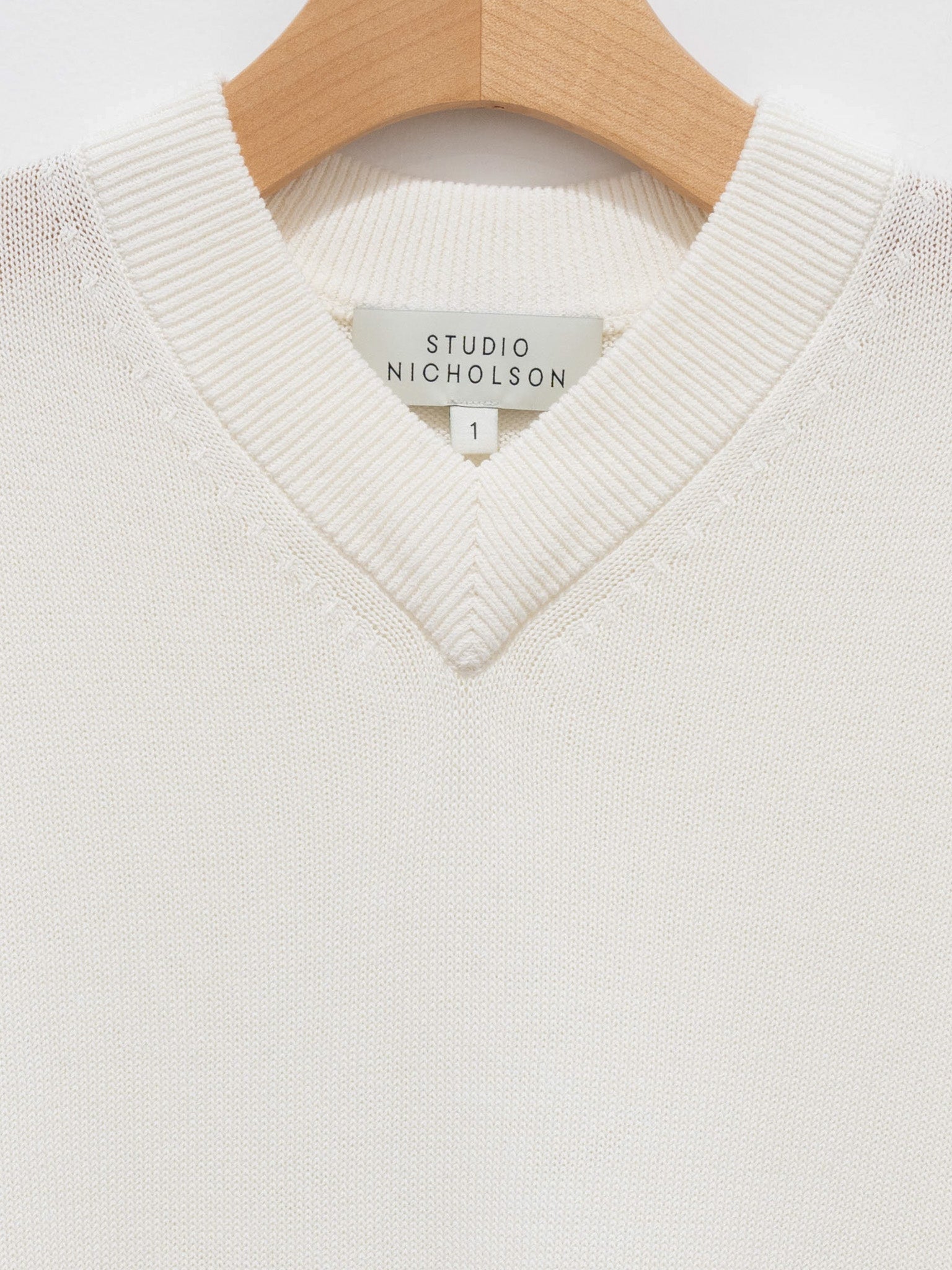 Namu Shop - Studio Nicholson Tula V-Neck Short Sleeve Knit - Ivory