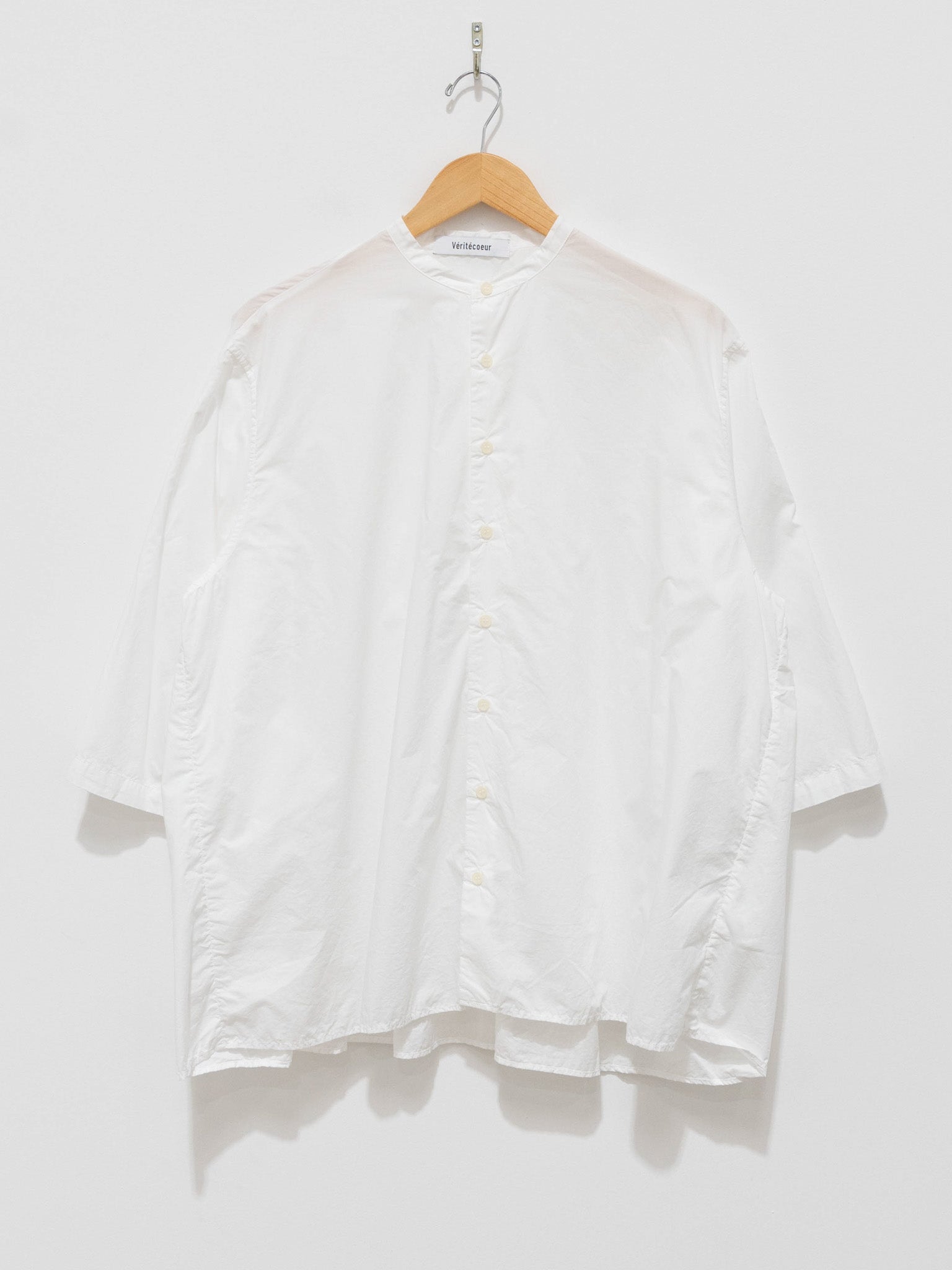 Namu Shop - Veritecoeur Band Collar Gather Back Shirt - White
