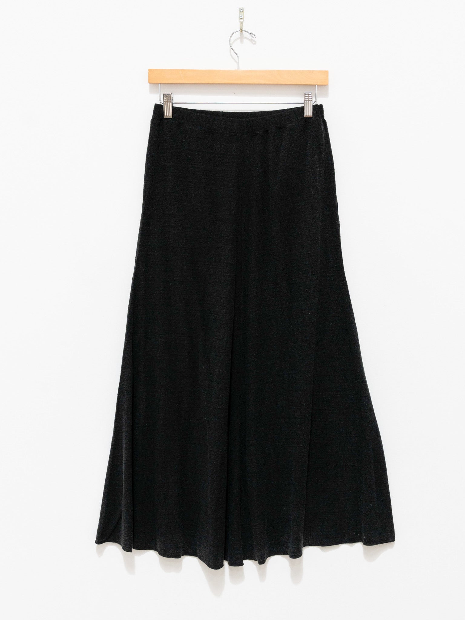 Namu Shop - Unfil Raw Silk Plain Jersey Flared Skirt - Black