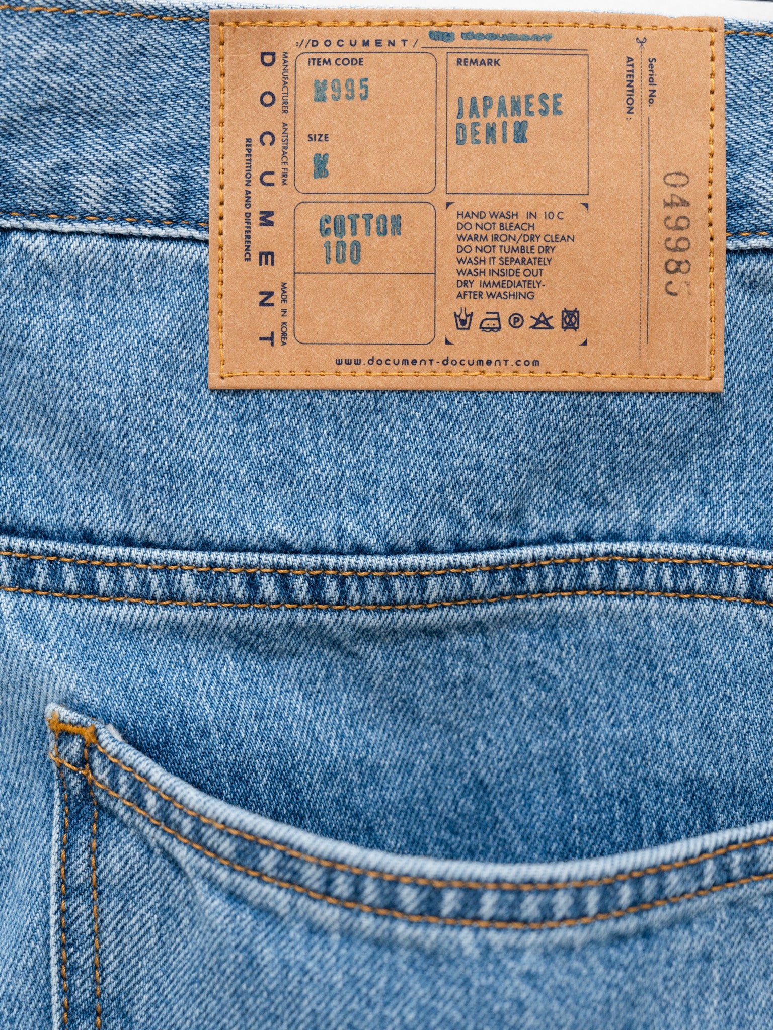 Namu Shop - Document One Wash Denim 5 Pocket Pants - Light Indigo