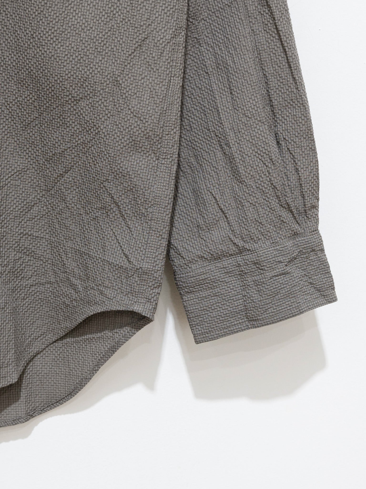 Namu Shop - ts(s) Seersucker Baggy Fit Band Collar Shirt - Gray