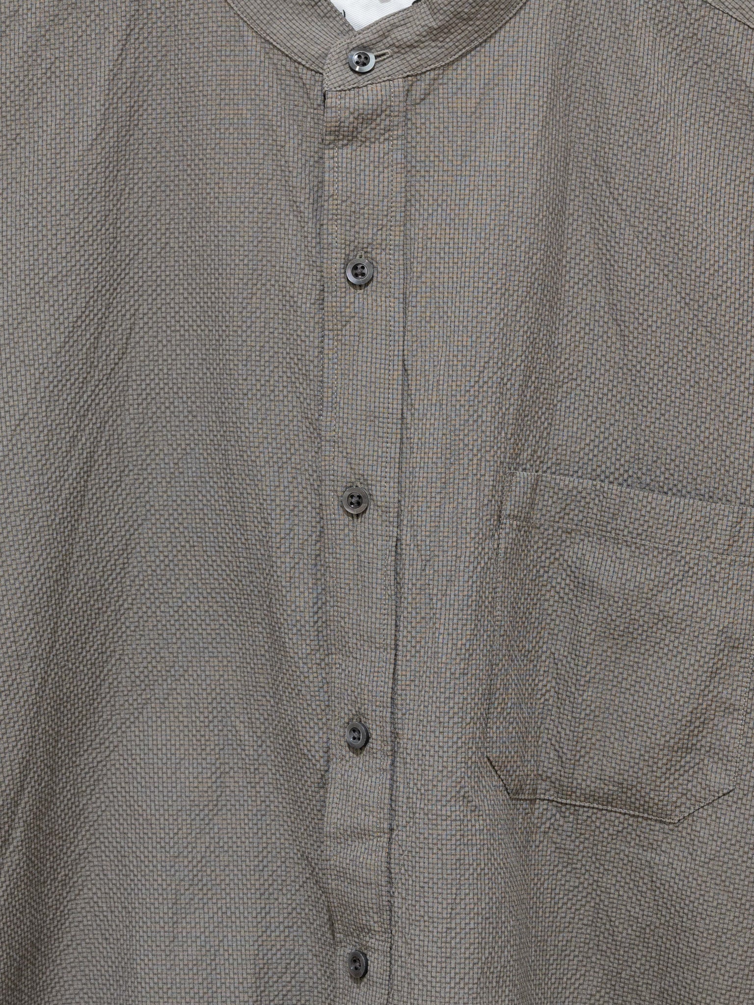 Namu Shop - ts(s) Seersucker Baggy Fit Band Collar Shirt - Gray