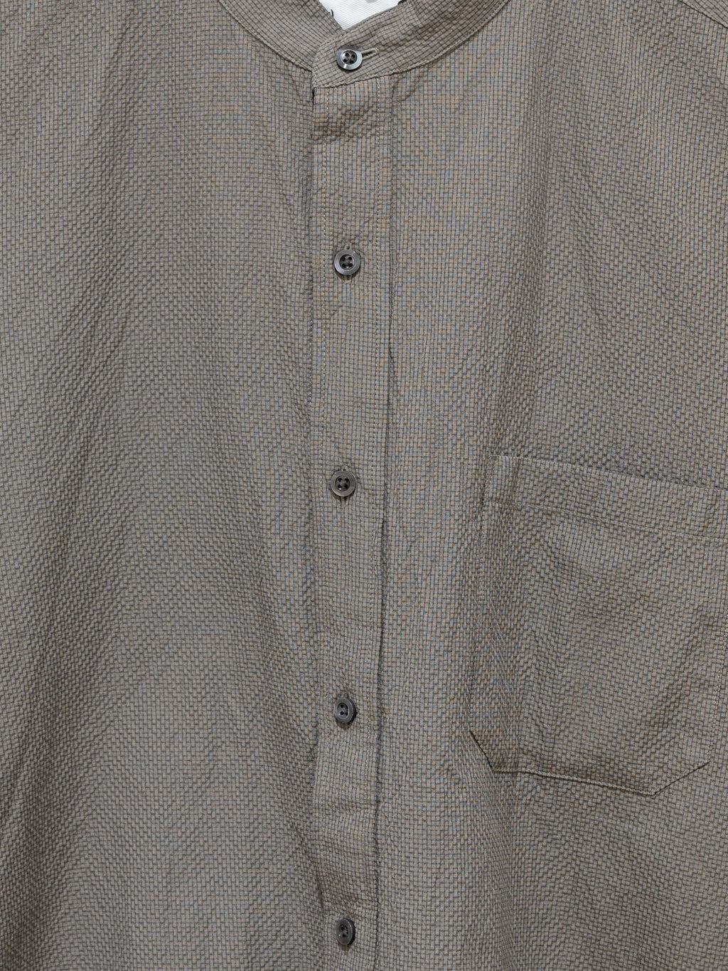 Namu Shop - ts(s) Seersucker Baggy Fit Band Collar Shirt - Gray