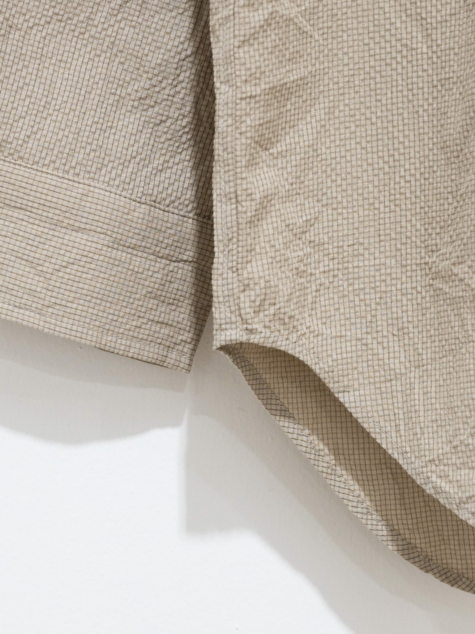 Namu Shop - ts(s) Seersucker Baggy Fit Band Collar Shirt - Khaki Beige