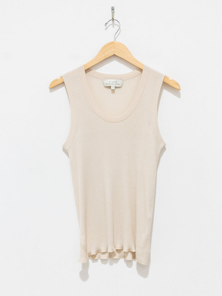 Namu Shop - Studio Nicholson Rakko Fine Crepe Cotton Knit Tank - Oyster