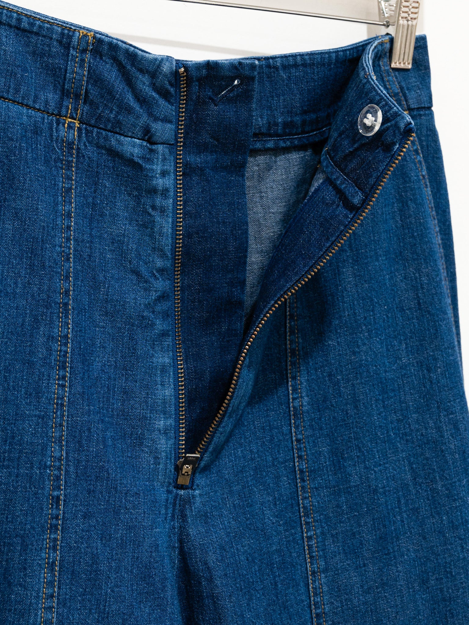 Namu Shop - Studio Nicholson Meyer Chambray Denim Zip Pants - Indigo