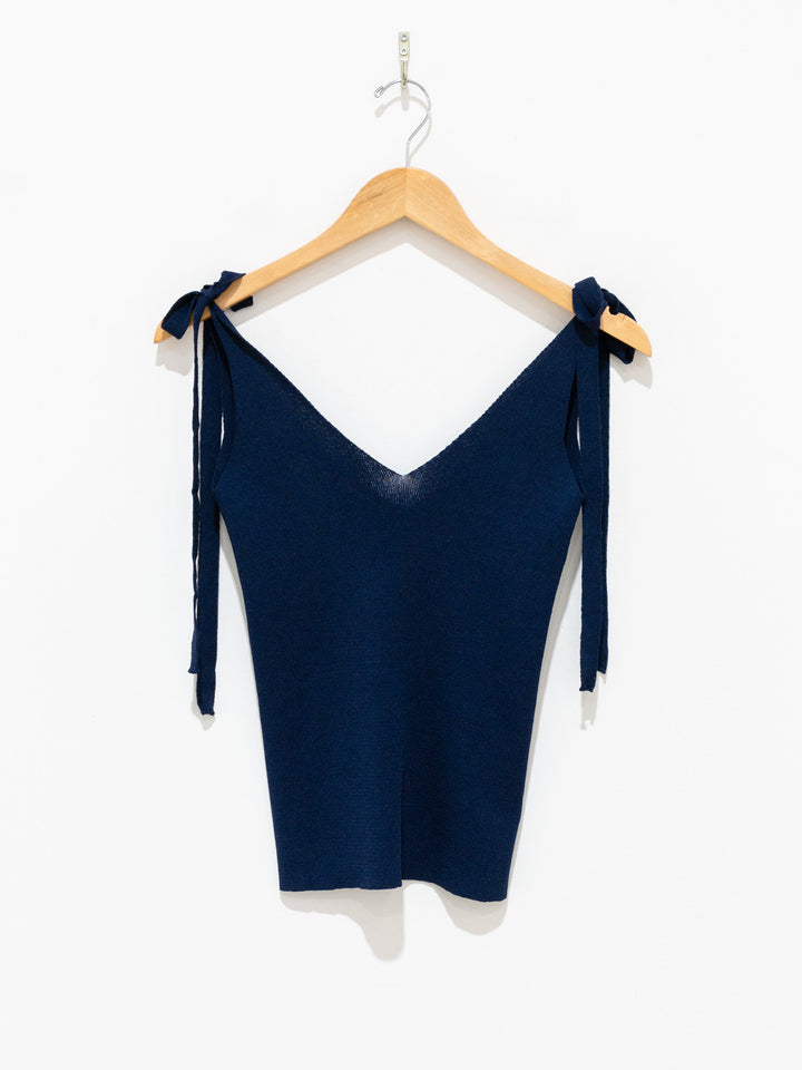 Namu Shop - Sara Lanzi Bow Strap Top - Navy