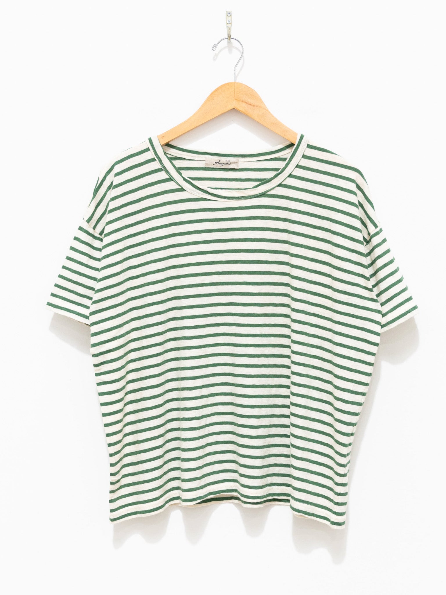 Namu Shop - Ichi Antiquites Cotton Border T-shirt - Natural x Green