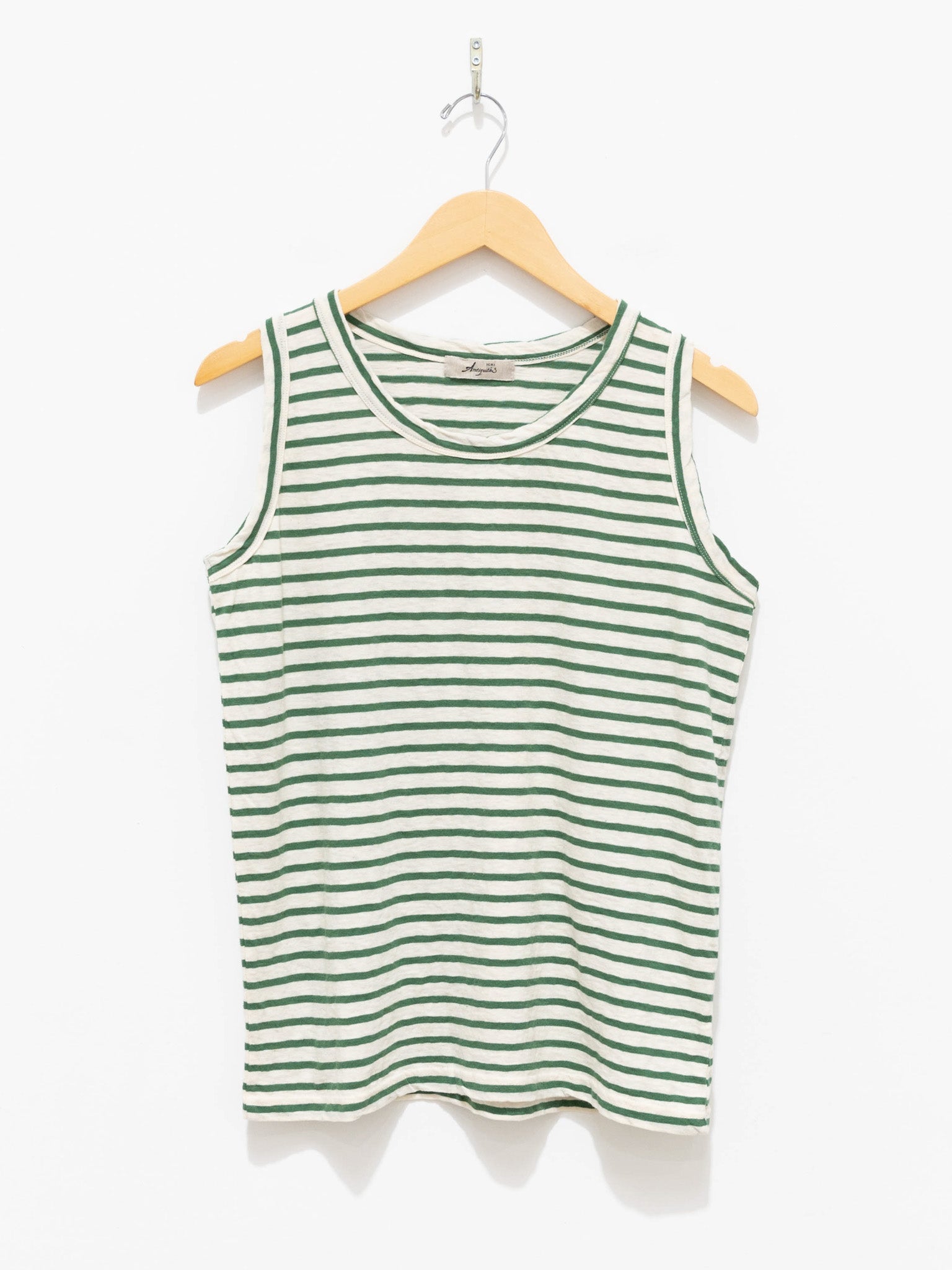 Namu Shop - Ichi Antiquites Cotton Border Tank Top - Natural x Green
