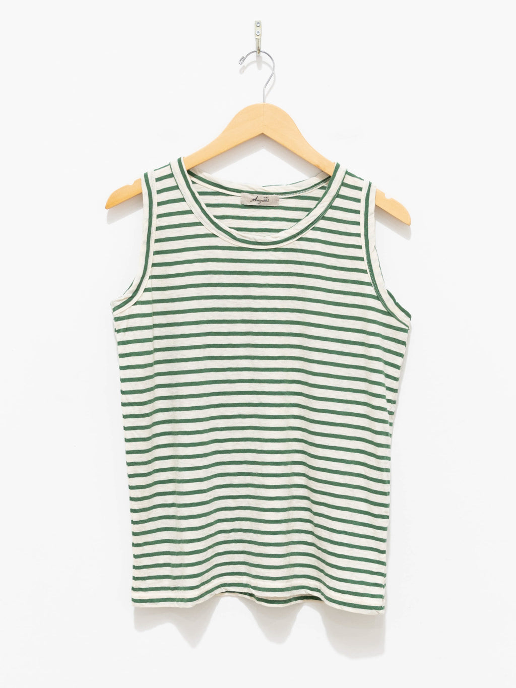 Namu Shop - Ichi Antiquites Cotton Border Tank Top - Natural x Green