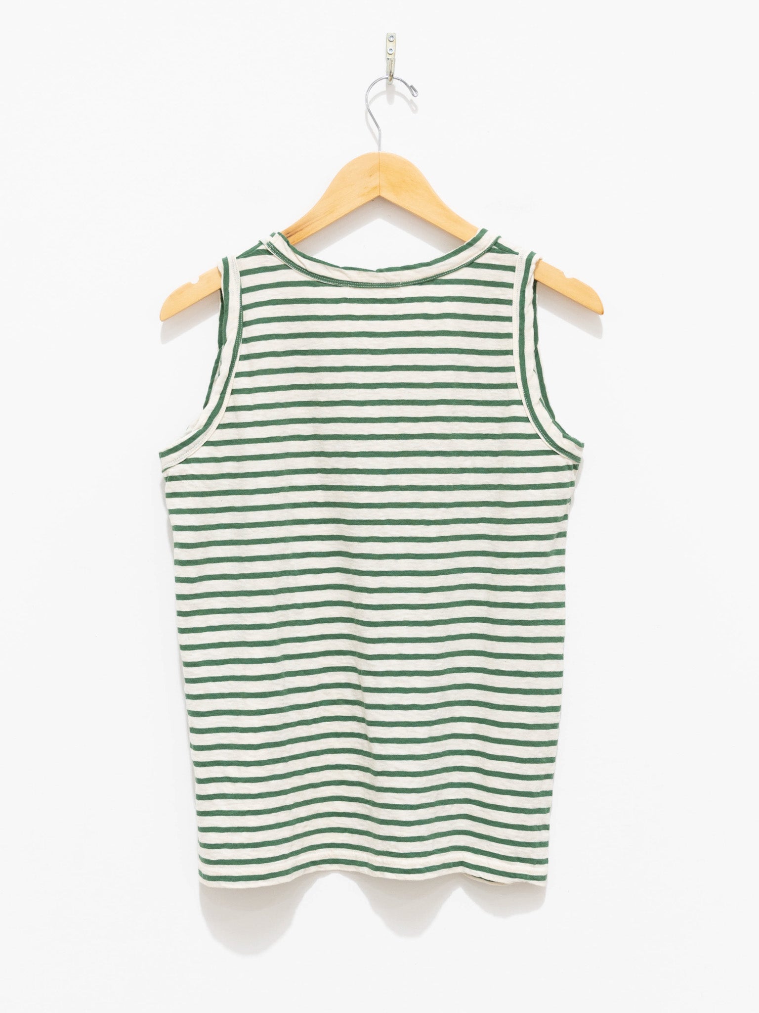 Namu Shop - Ichi Antiquites Cotton Border Tank Top - Natural x Green