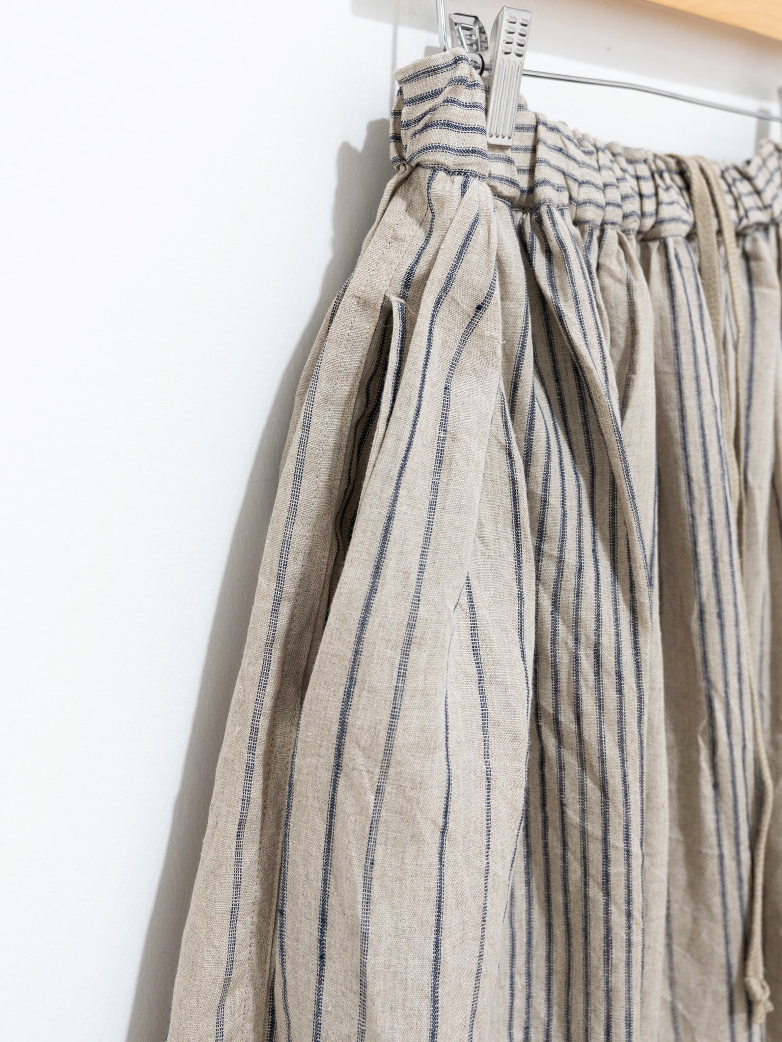 Namu Shop - Ichi Antiquites Linen Random Stripes Skirt - Natural