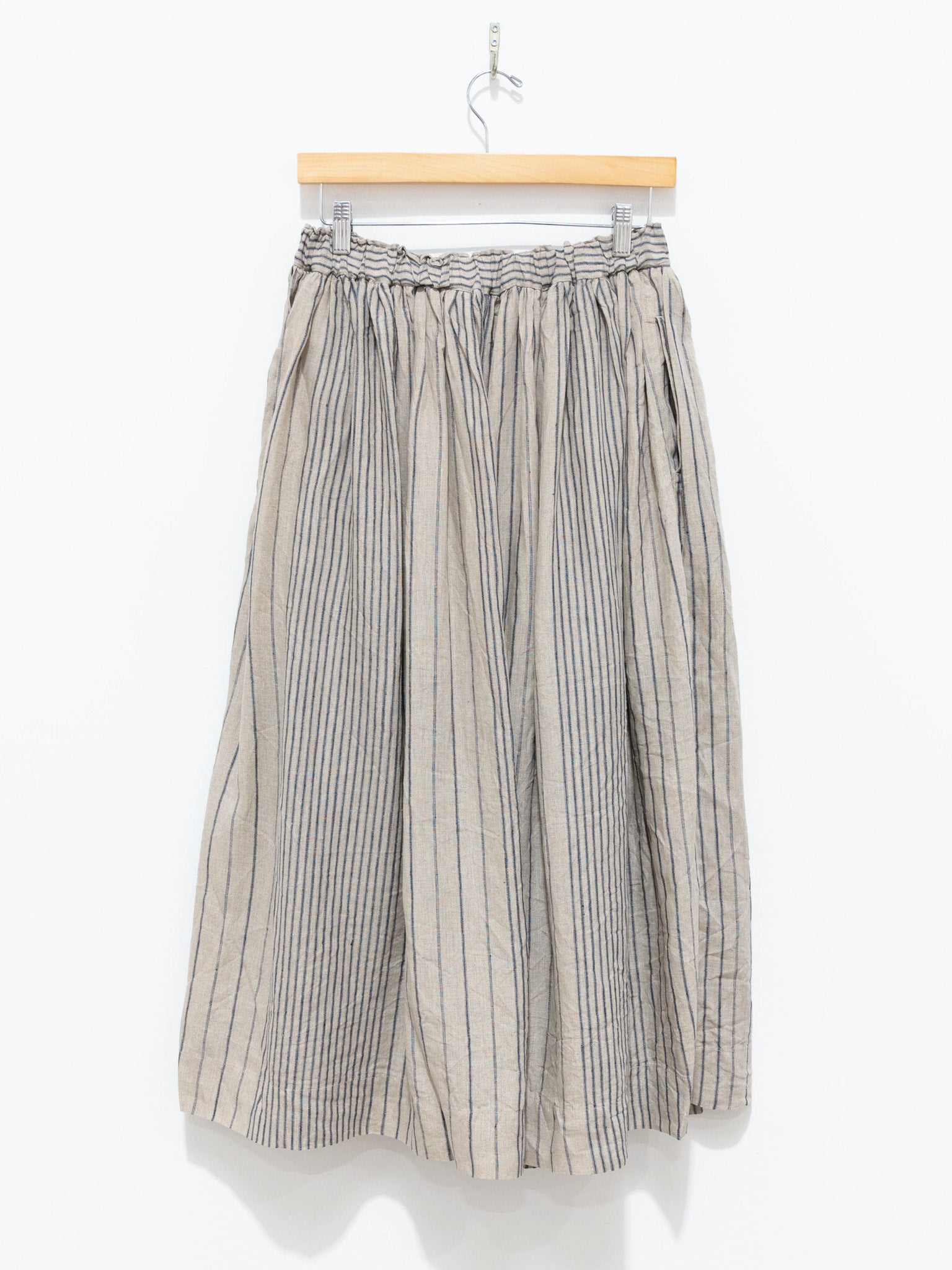 Namu Shop - Ichi Antiquites Linen Random Stripes Skirt - Natural