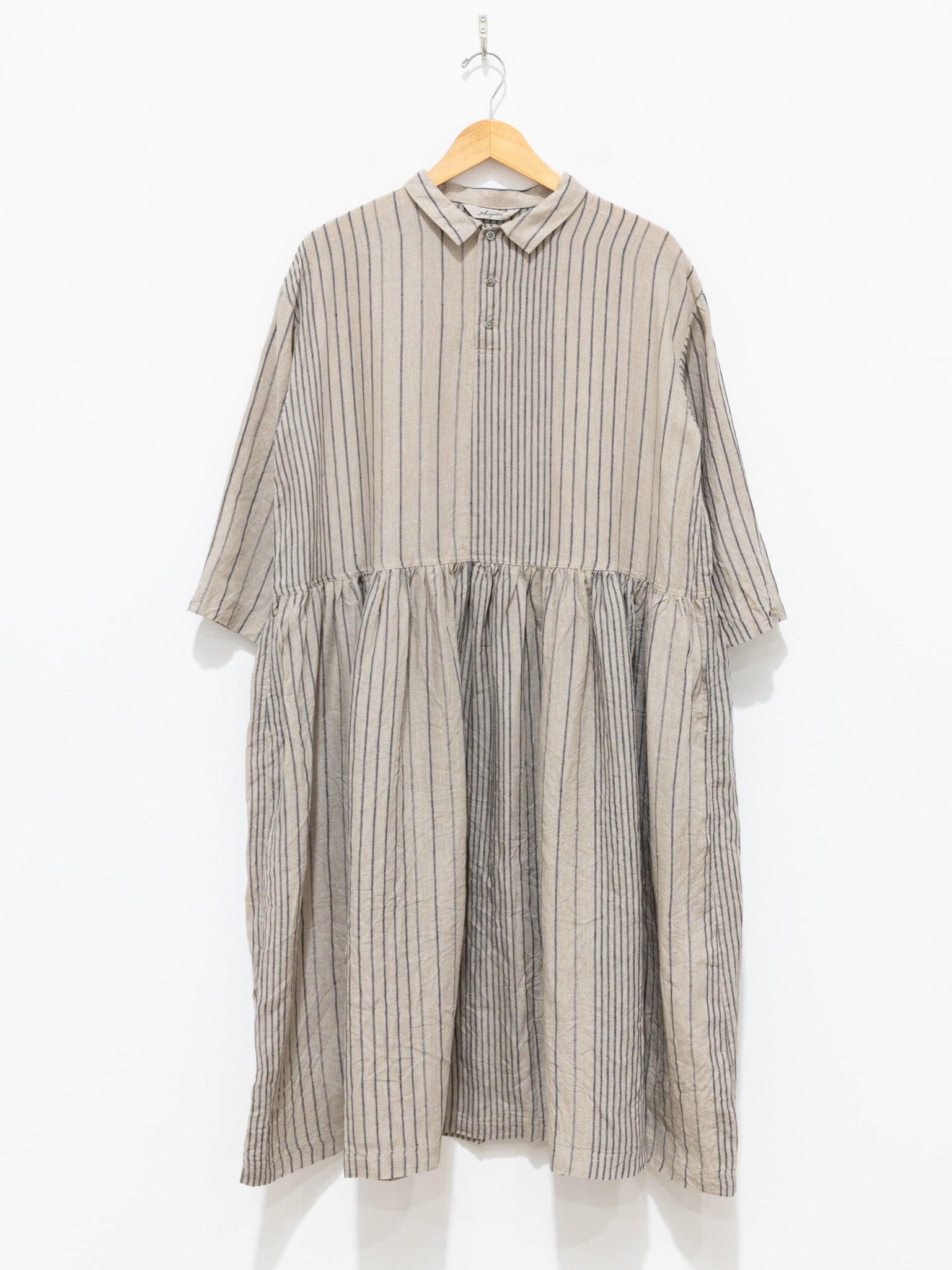 Namu Shop - Ichi Antiquites Linen Random Stripes Dress - Natural