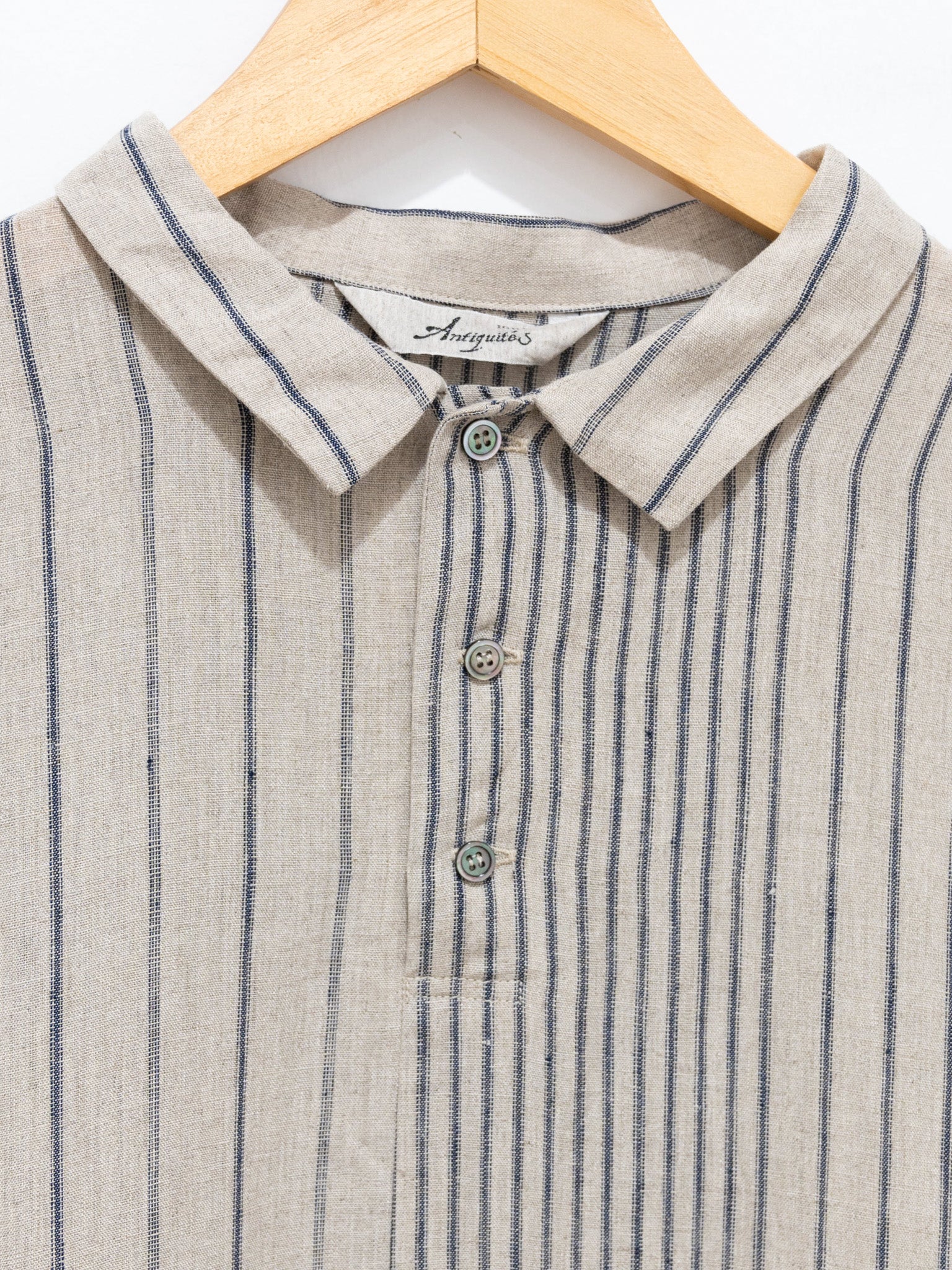 Namu Shop - Ichi Antiquites Linen Random Stripes Dress - Natural