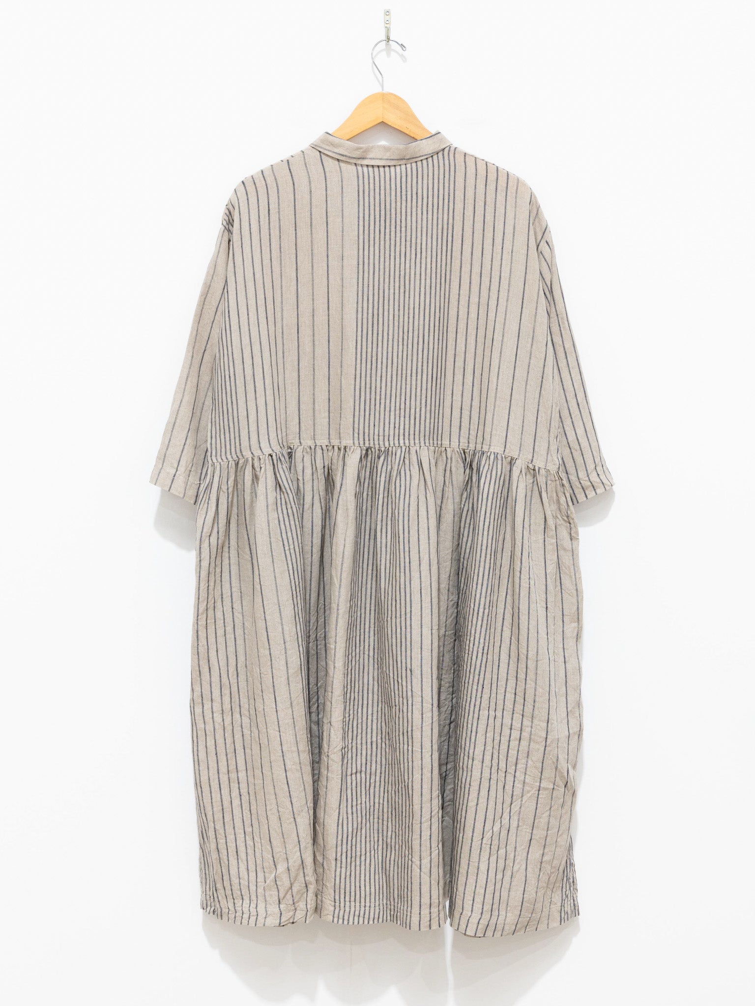 Namu Shop - Ichi Antiquites Linen Random Stripes Dress - Natural