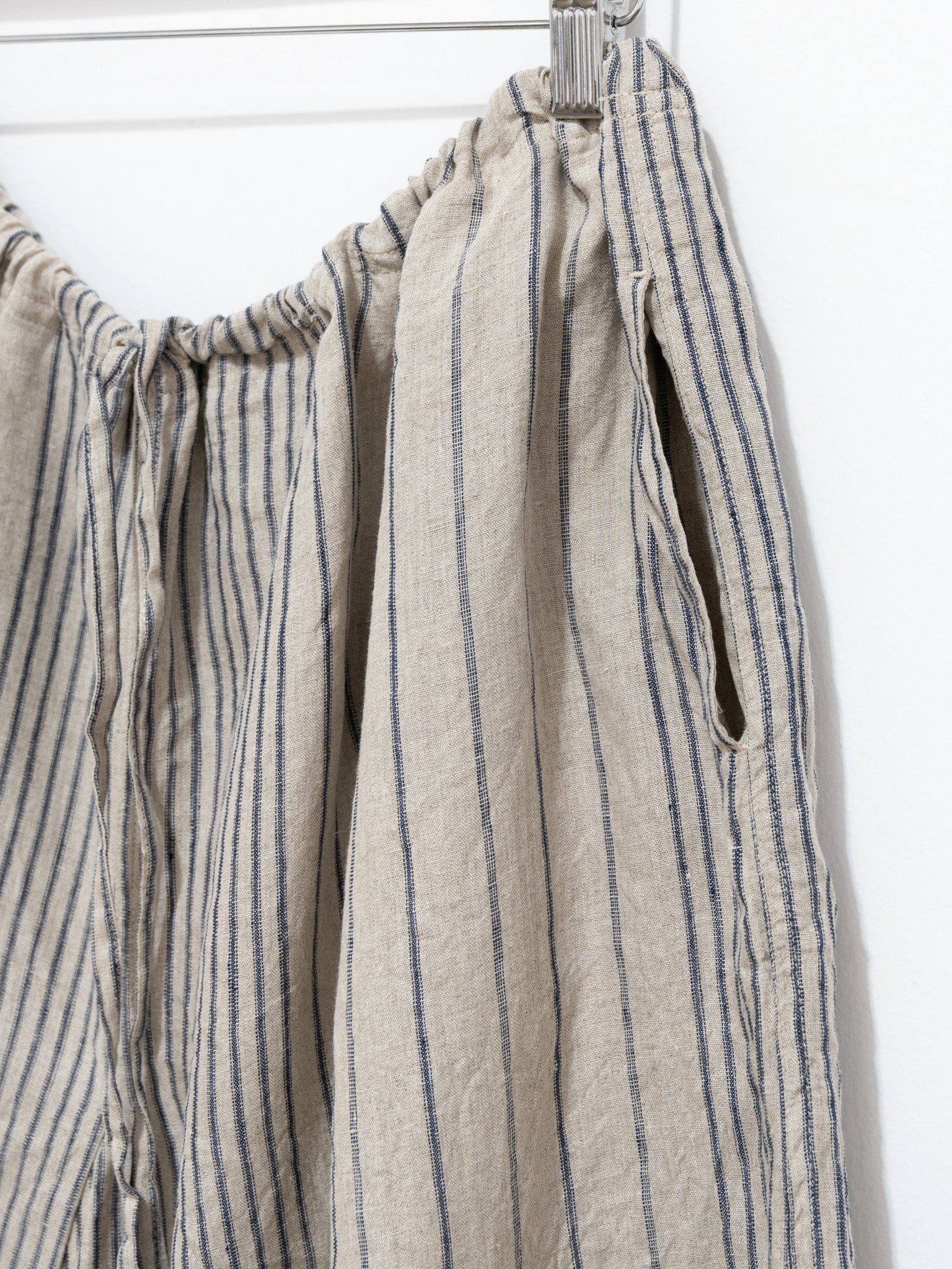 Namu Shop - Ichi Antiquites Linen Random Stripes Sarrouel Pants - Natural