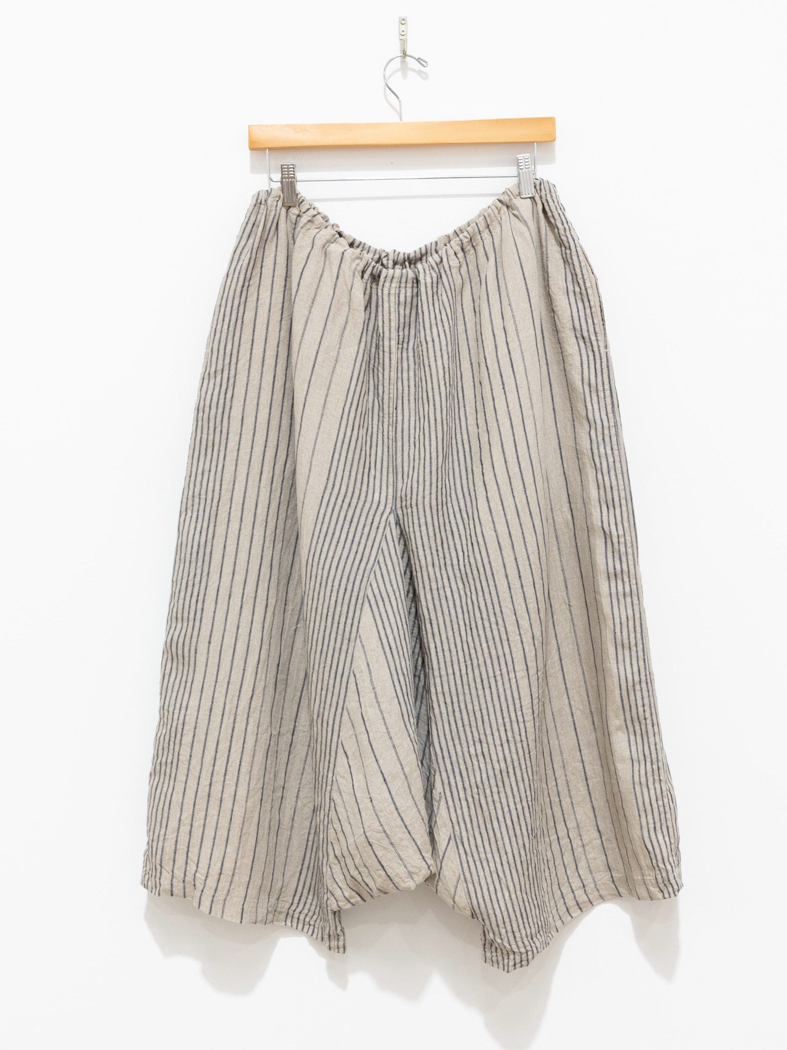 Namu Shop - Ichi Antiquites Linen Random Stripes Sarrouel Pants - Natural