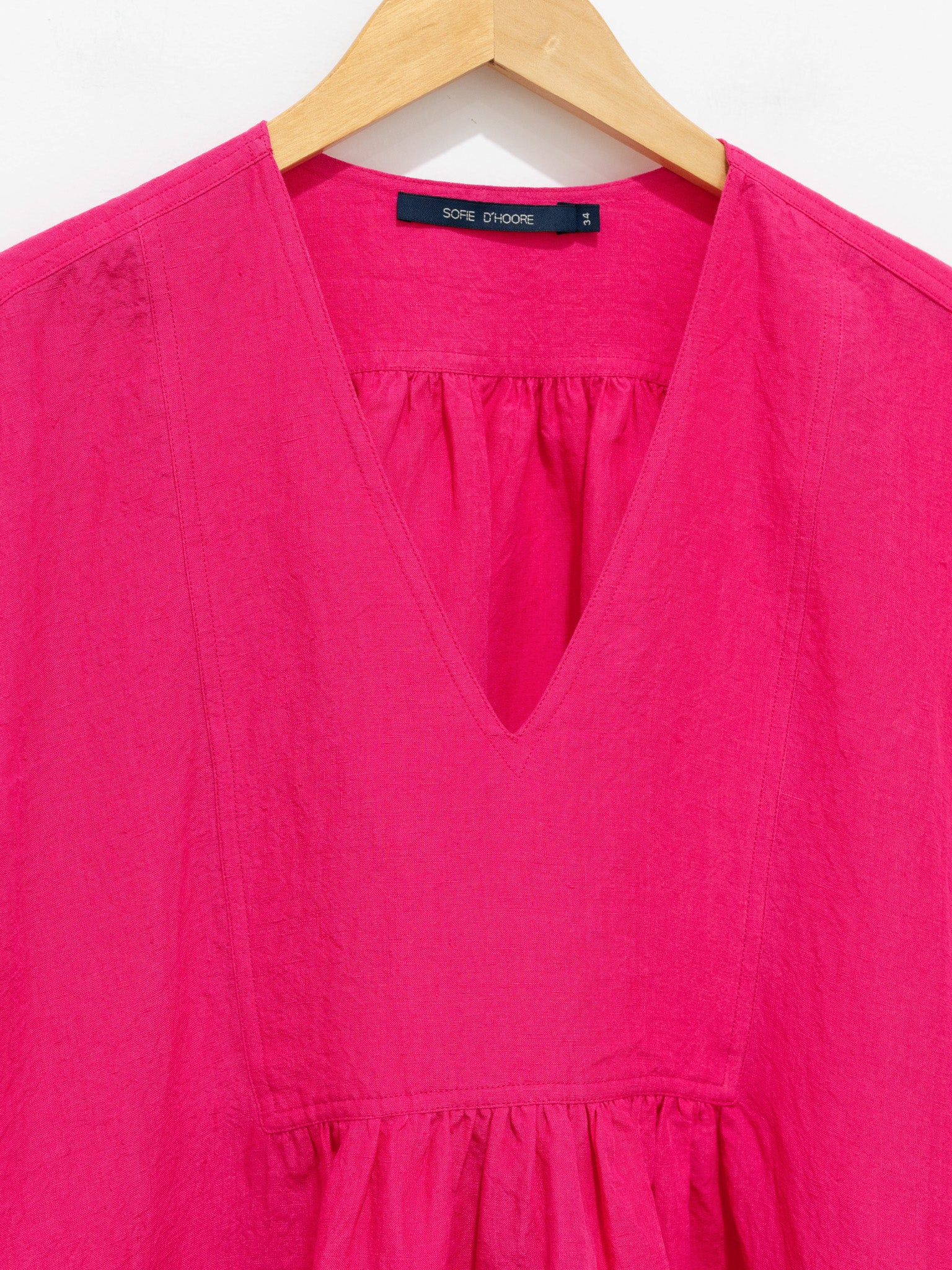 Namu Shop - Sofie D'Hoore Doralynn Linen Dress - Fuschia Pink