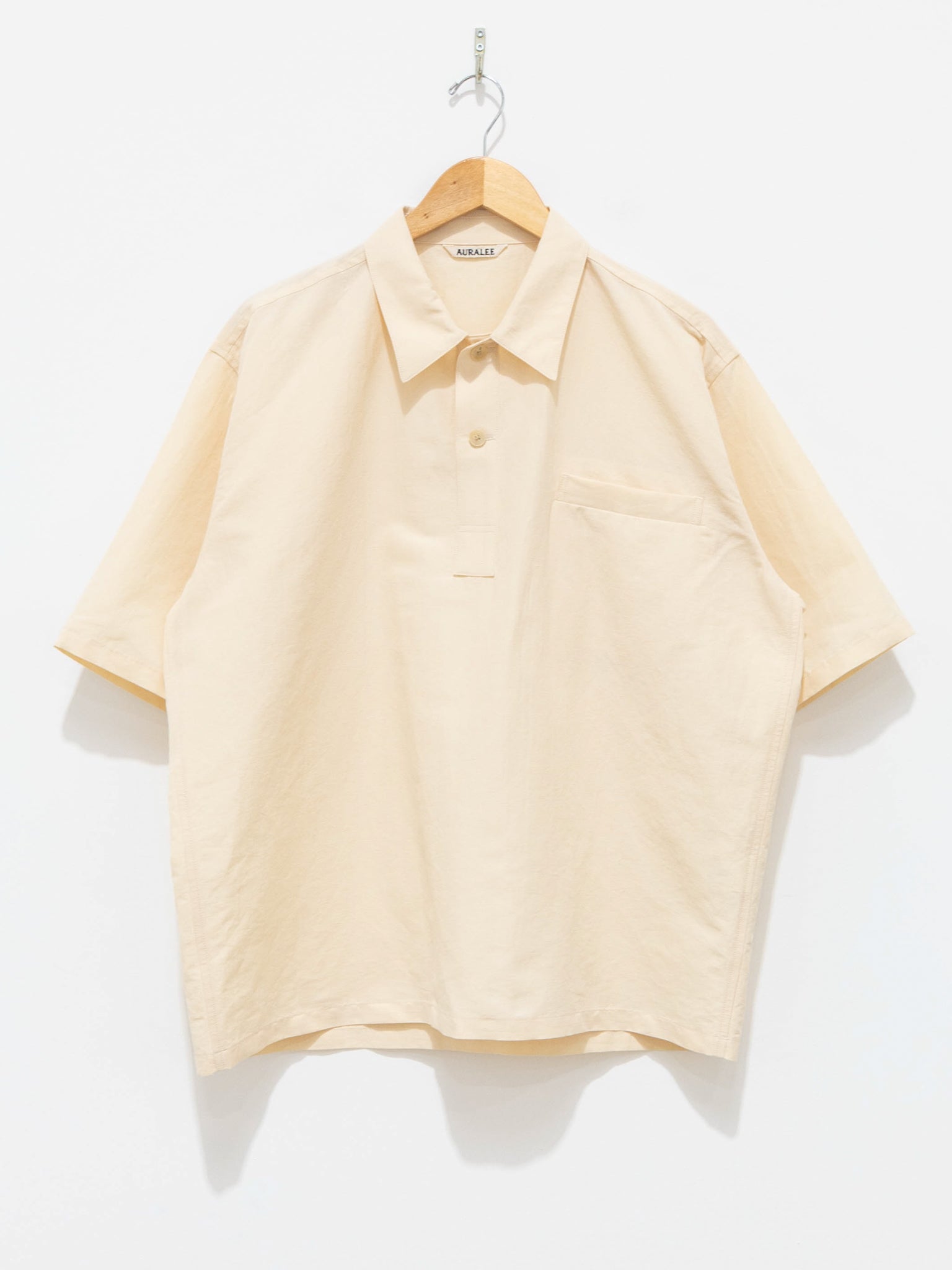 Namu Shop - Auralee High Density Finx Linen Weather Half Sleeve Shirt - Ecru