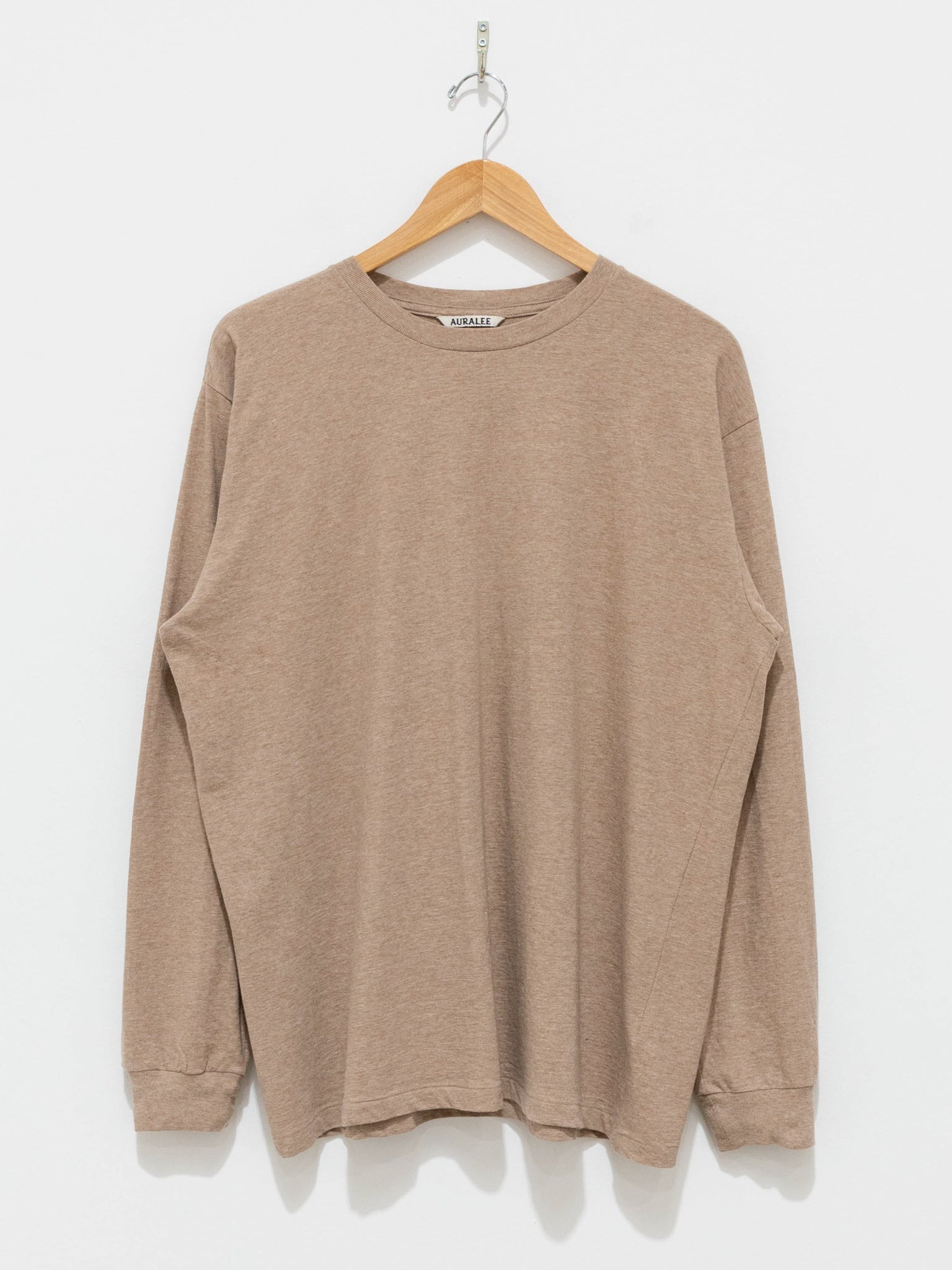 Namu Shop - Auralee Hard Twist Cotton Cashmere L/S Tee - Top Beige (Men’s)