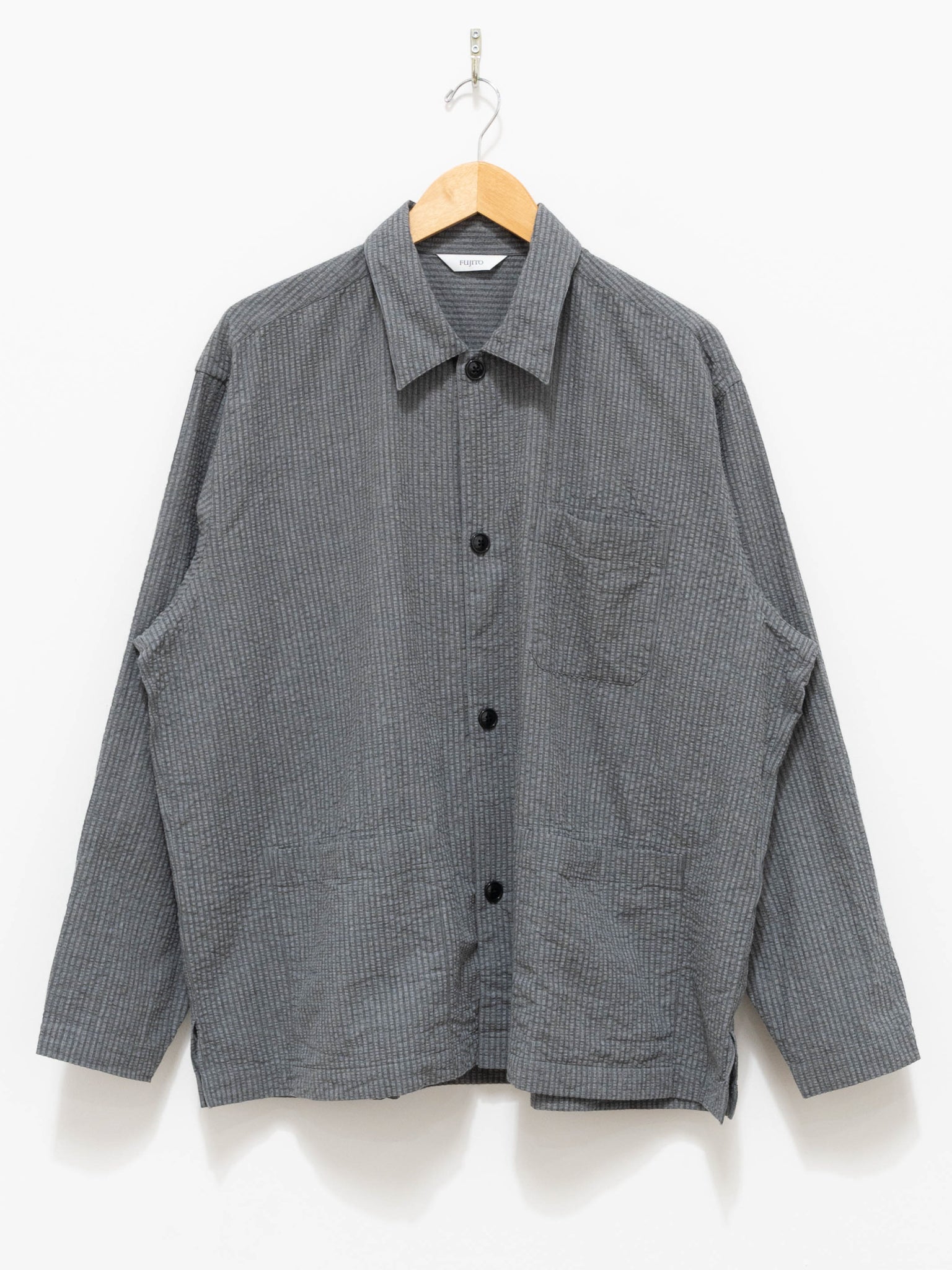 Namu Shop - Fujito Seersucker Shirt Jacket - Gray Stripe