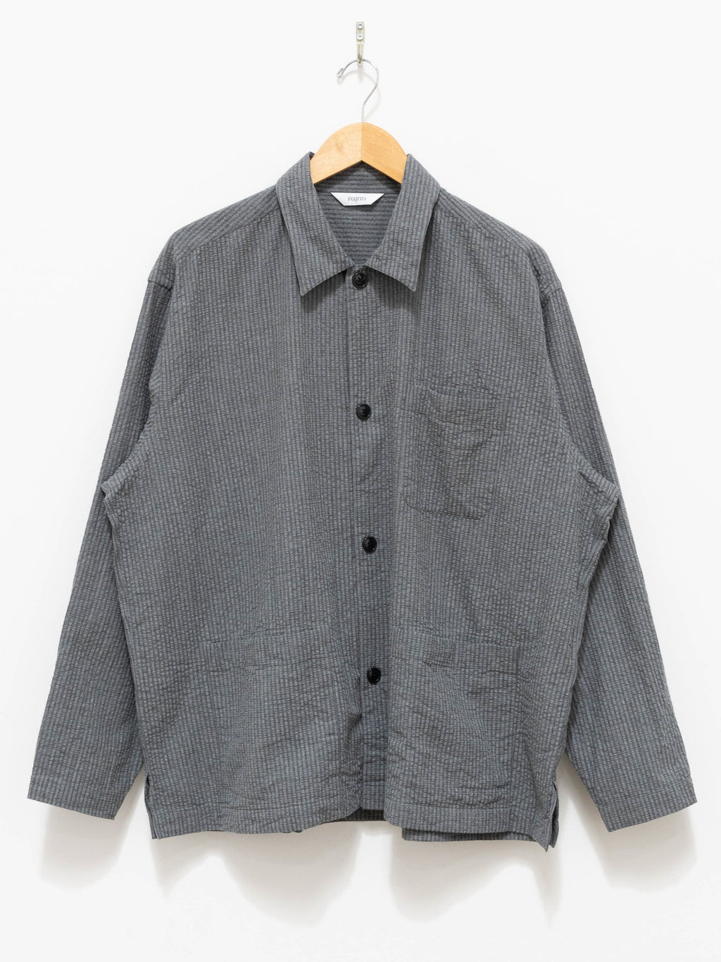 Namu Shop - Fujito Seersucker Shirt Jacket - Gray Stripe