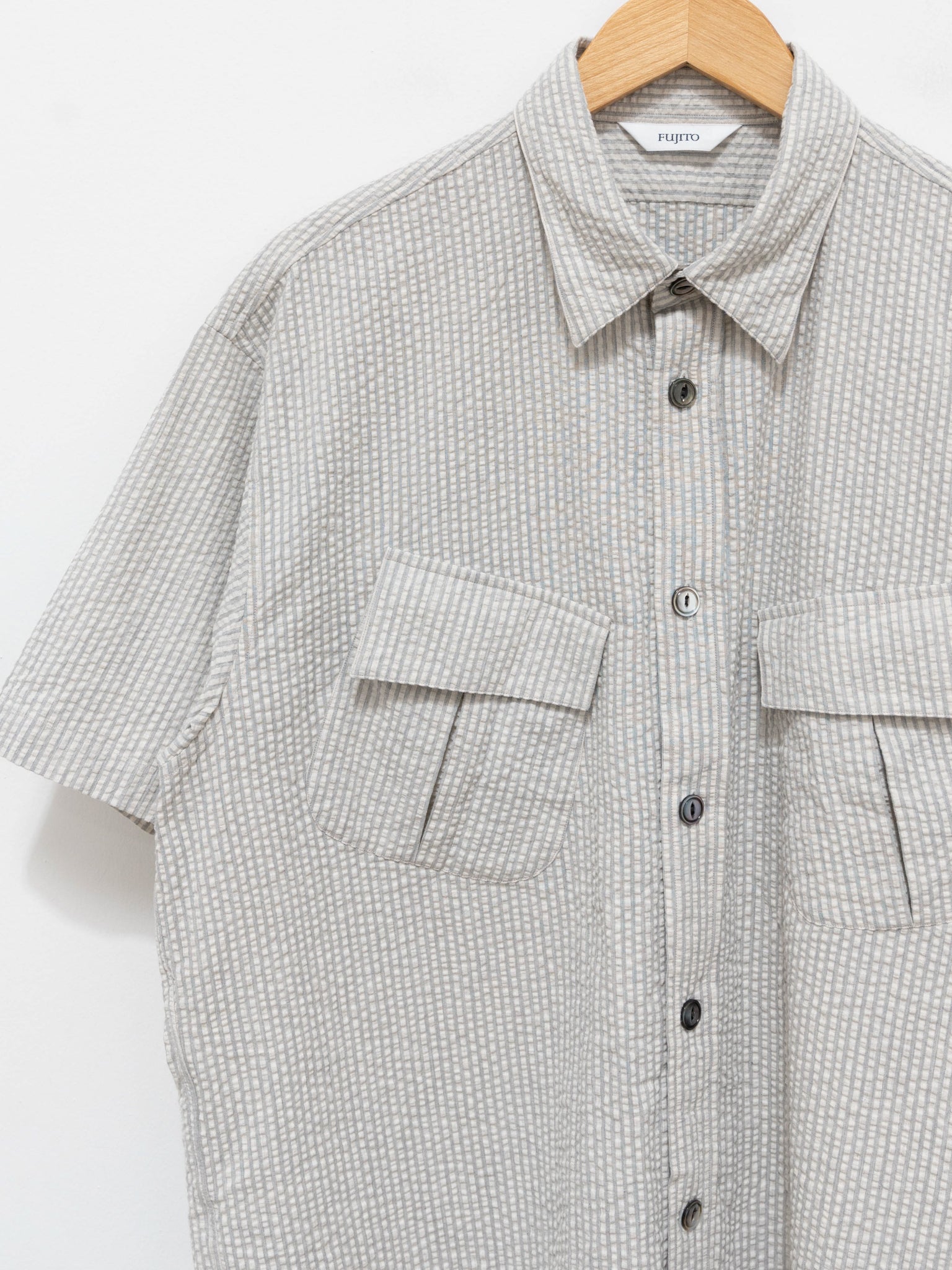 Namu Shop - Fujito S/S Fatigue Shirt - Natural Stripe
