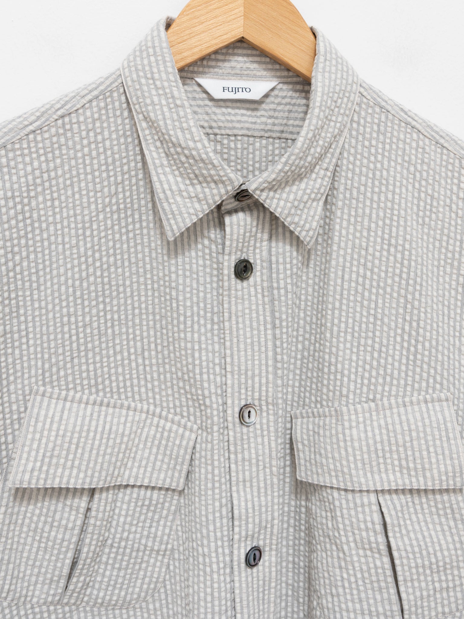 Namu Shop - Fujito S/S Fatigue Shirt - Natural Stripe
