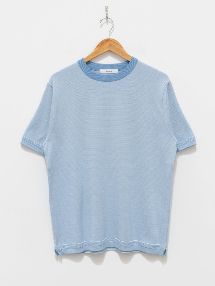 Namu Shop - Fujito Border Knit T-Shirt - Blue Border