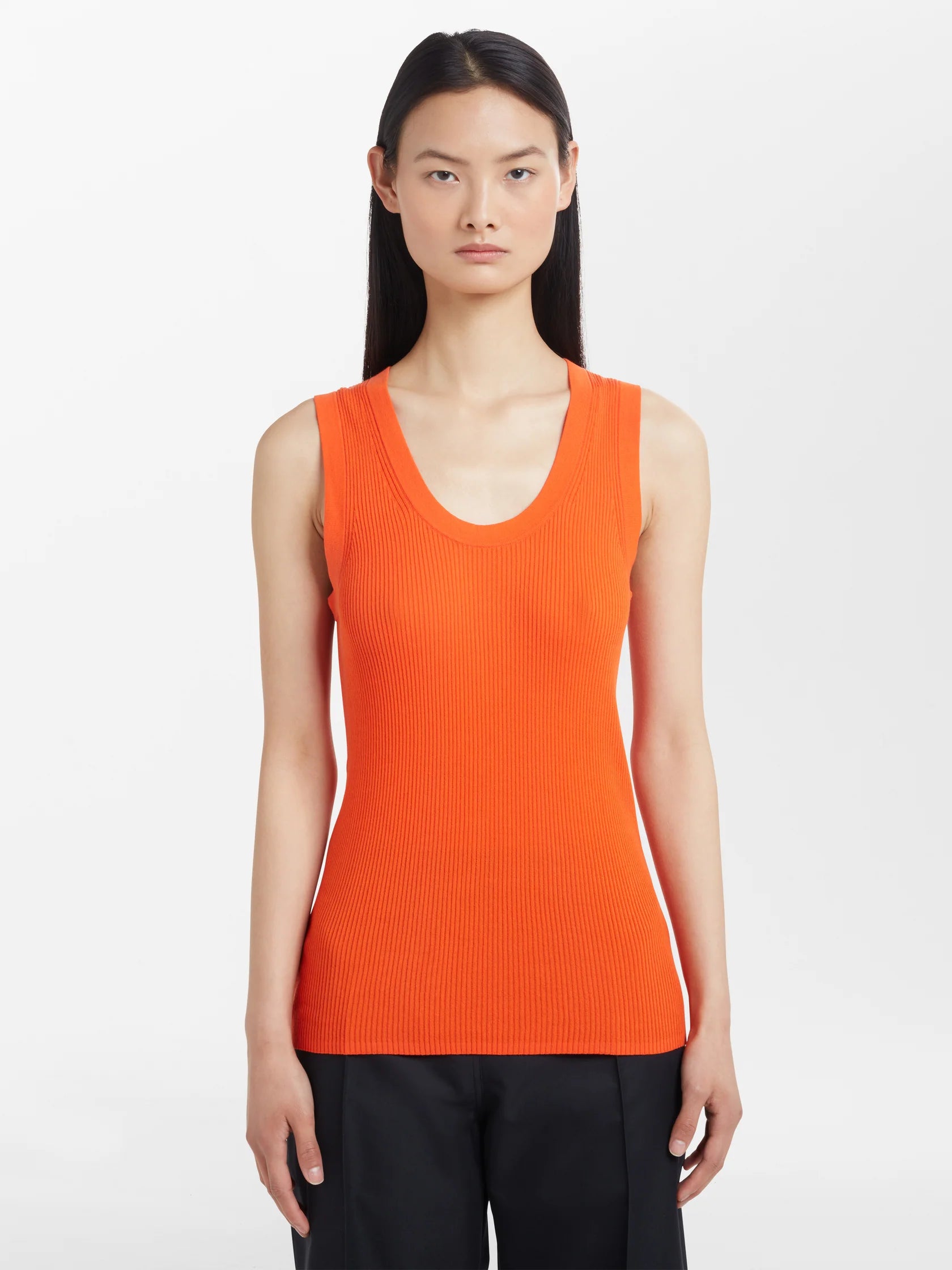 Namu Shop - Studio Nicholson Rakko Fine Crepe Cotton Knit Tank - Mandarin