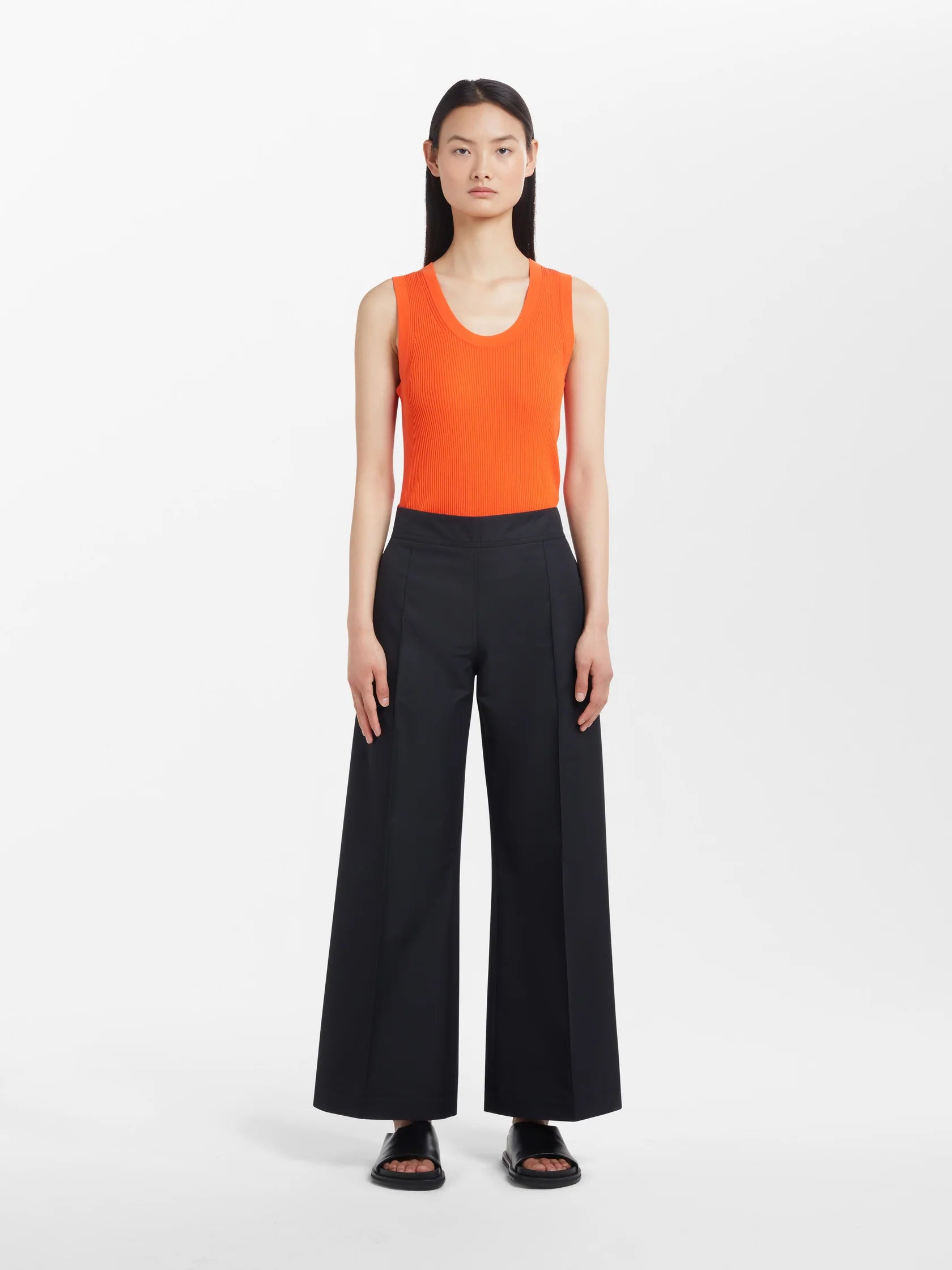 Namu Shop - Studio Nicholson Rakko Fine Crepe Cotton Knit Tank - Mandarin