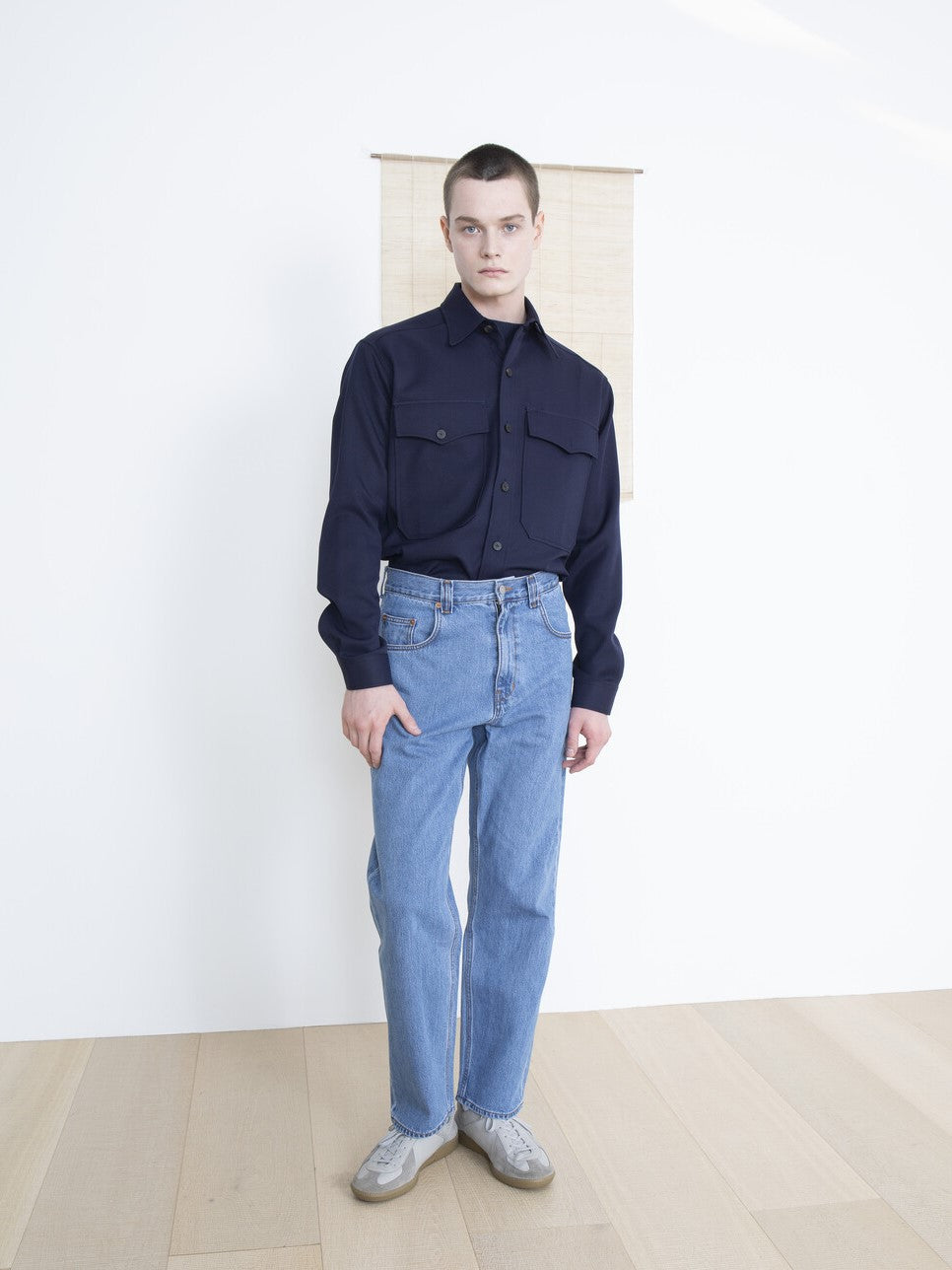 Namu Shop - Document One Wash Denim 5 Pocket Pants - Light Indigo