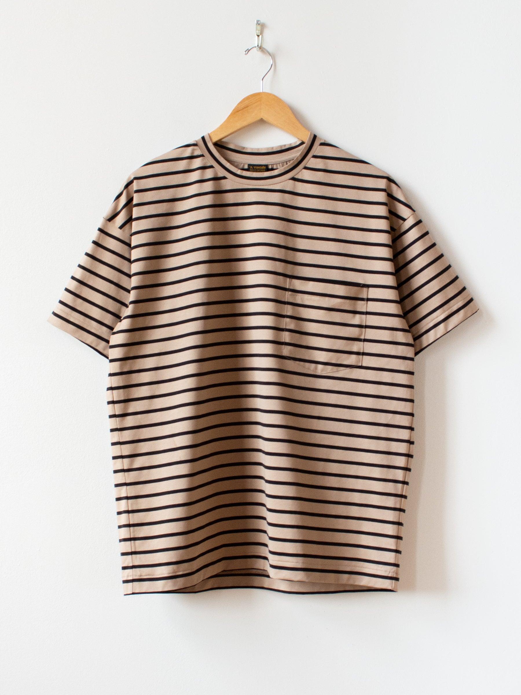 Namu Shop - A Vontade Border S/S T-Shirt - Beige/Black