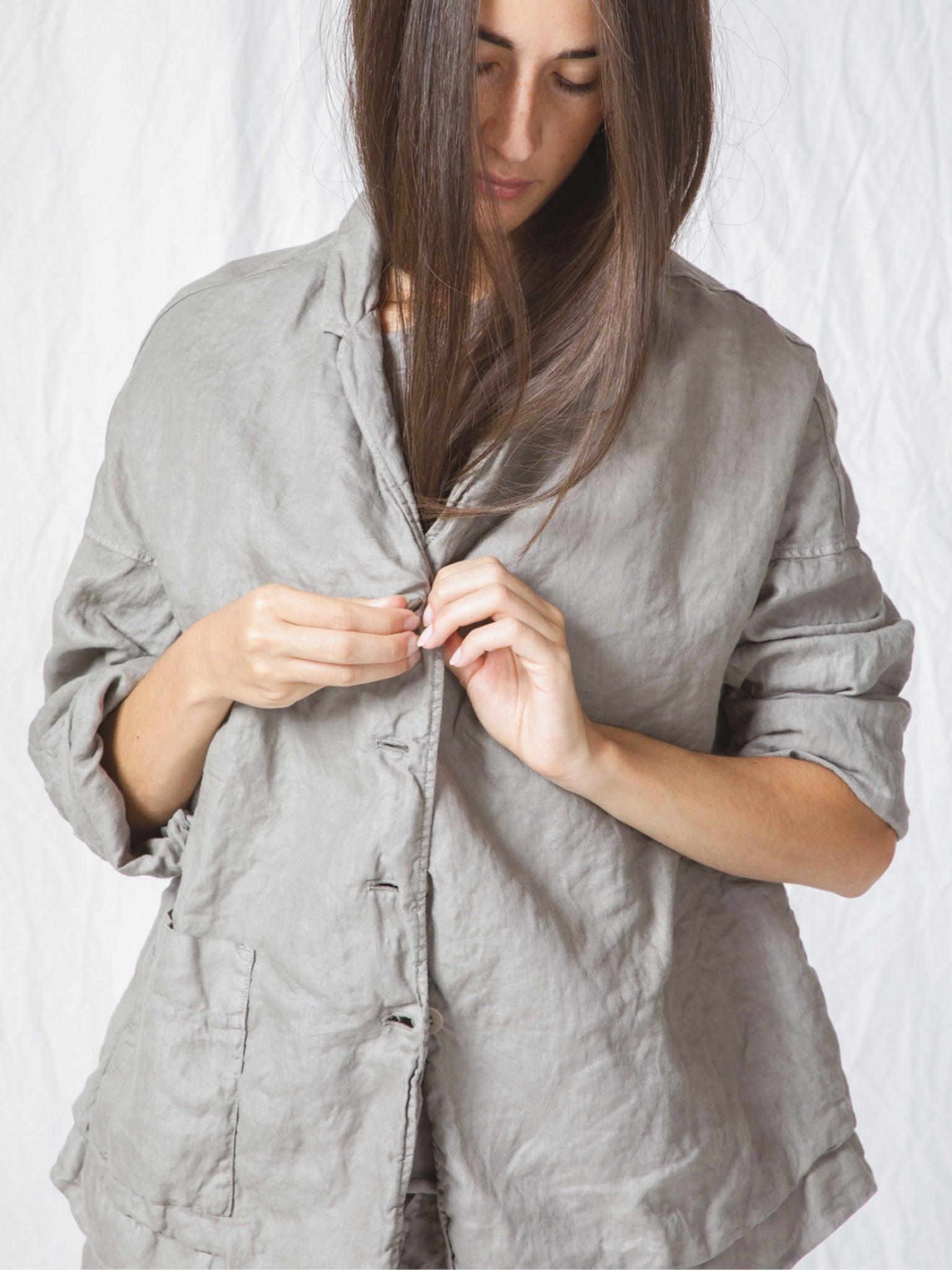 Namu Shop - Album di Famiglia Linen Loose Blazer - Stone Gray