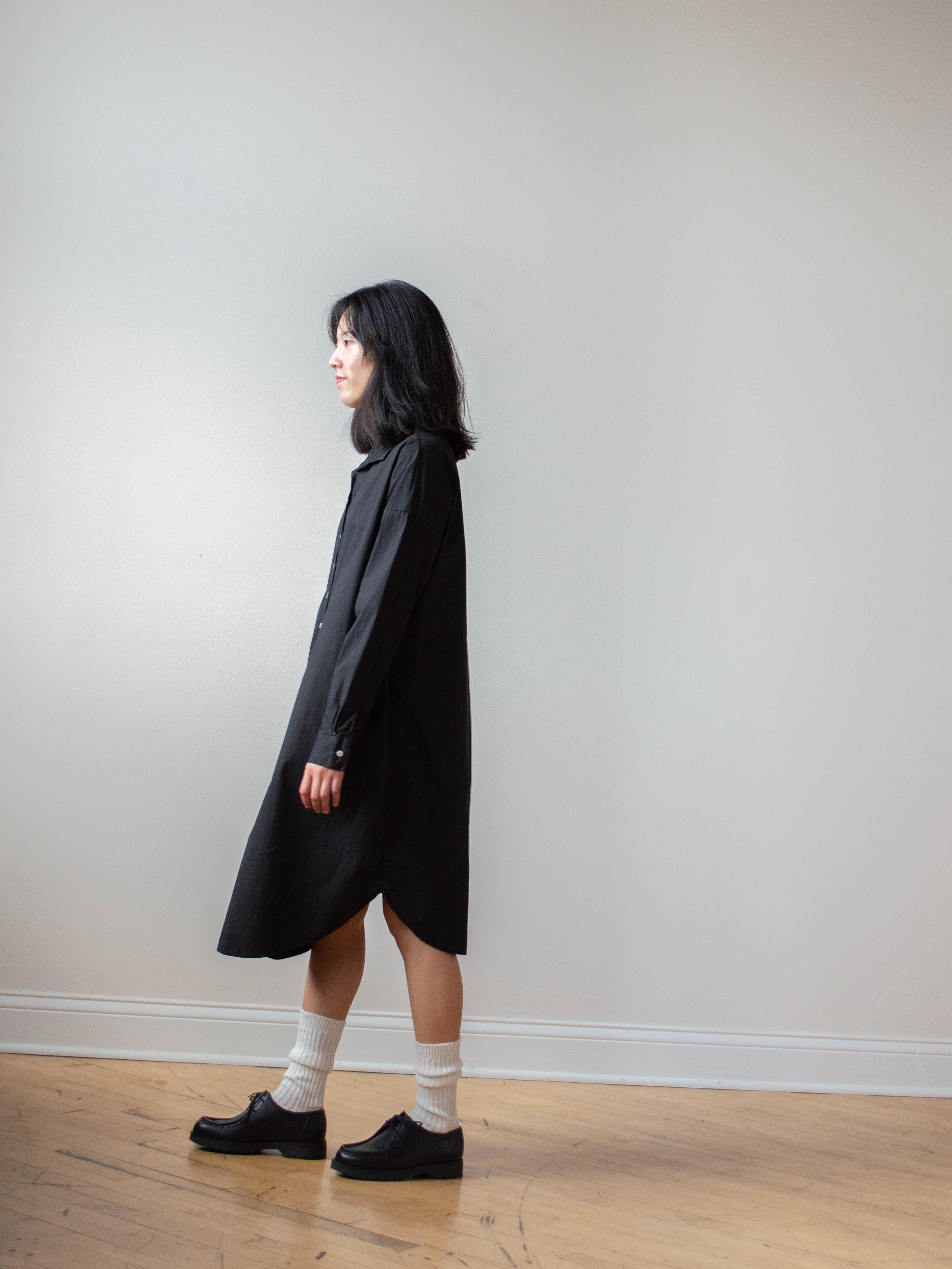 Namu Shop - Album di Famiglia Long Collar Shirt Dress TS - Black
