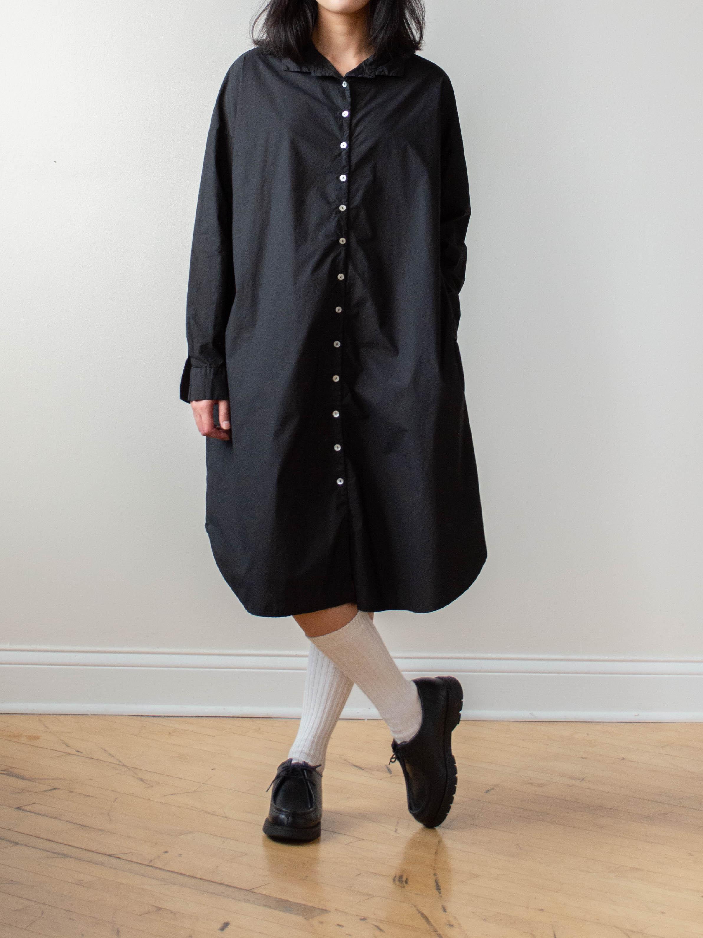 Namu Shop - Album di Famiglia Long Collar Shirt Dress TS - Black