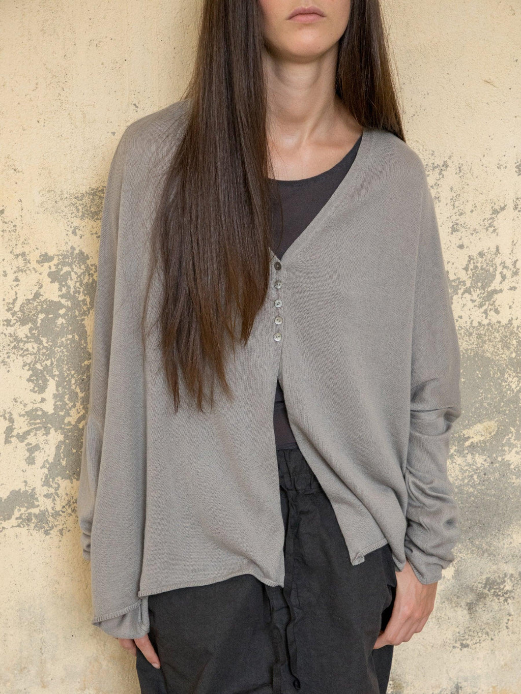 Namu Shop - Album di Famiglia Oversized Knitted Cardigan - Gray