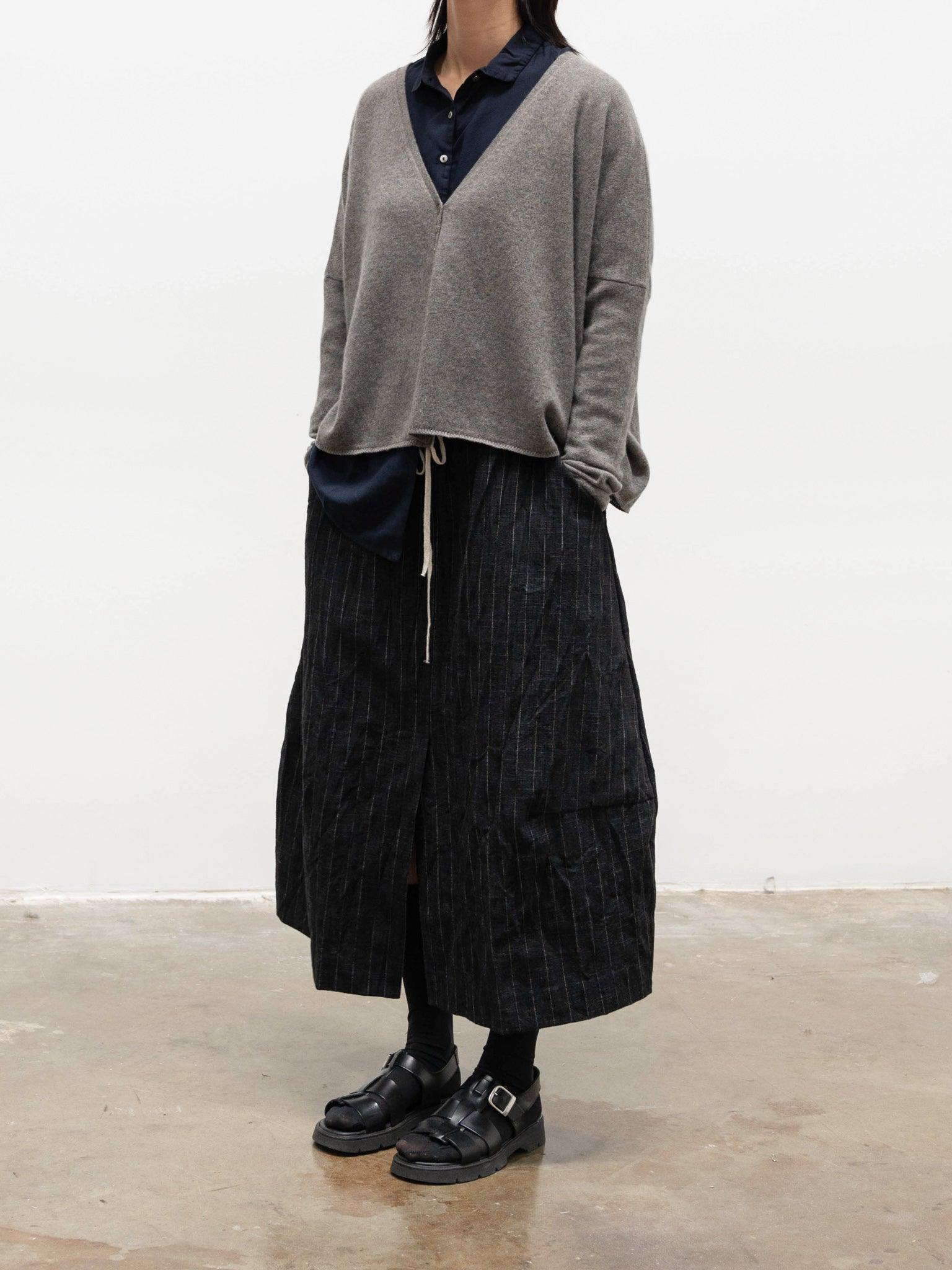 Namu Shop - Album Di Famiglia Pinstripe Skirt - Black (restocked)