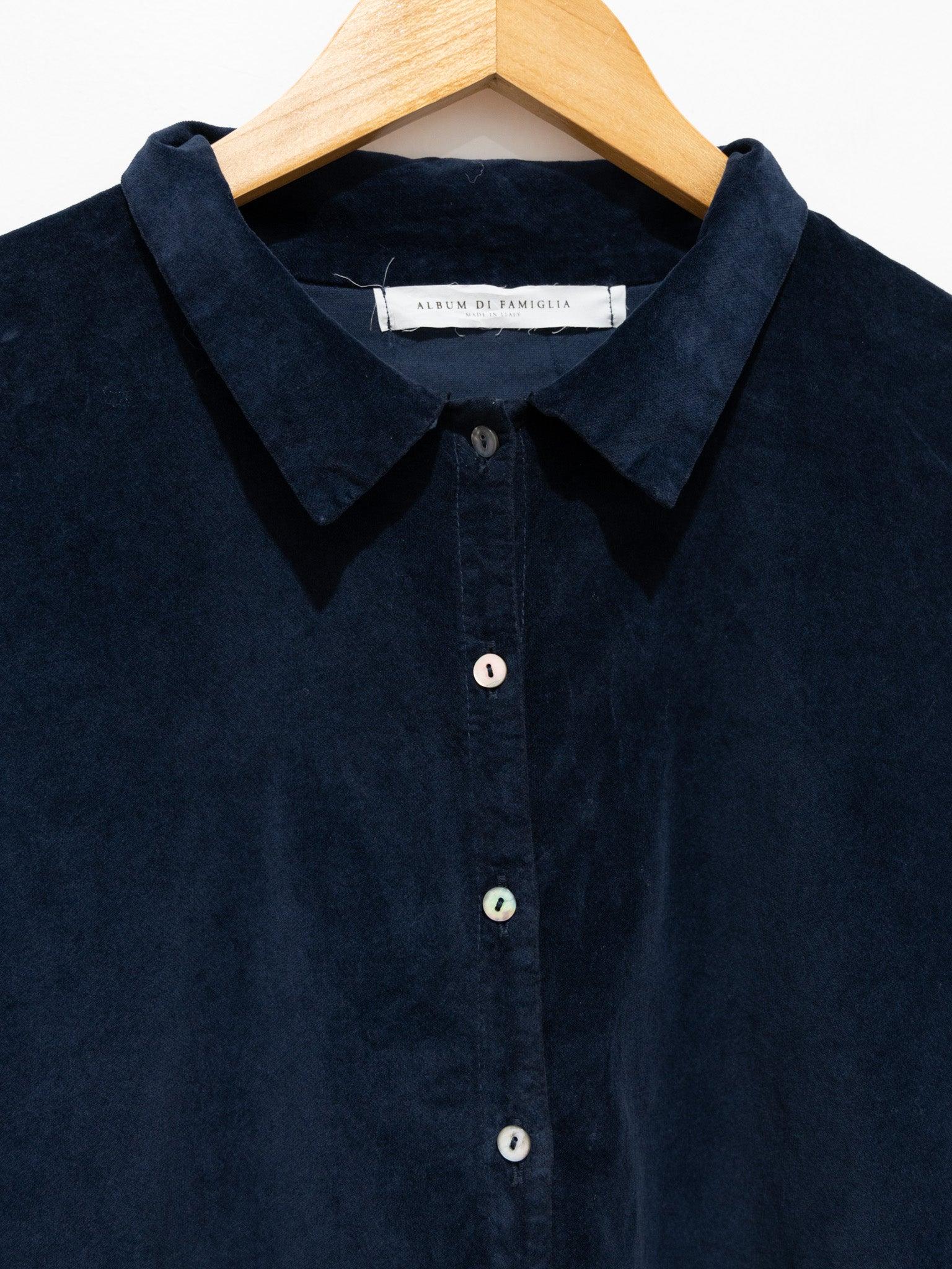 Namu Shop - Album Di Famiglia Velvet Collar Dress - Navy