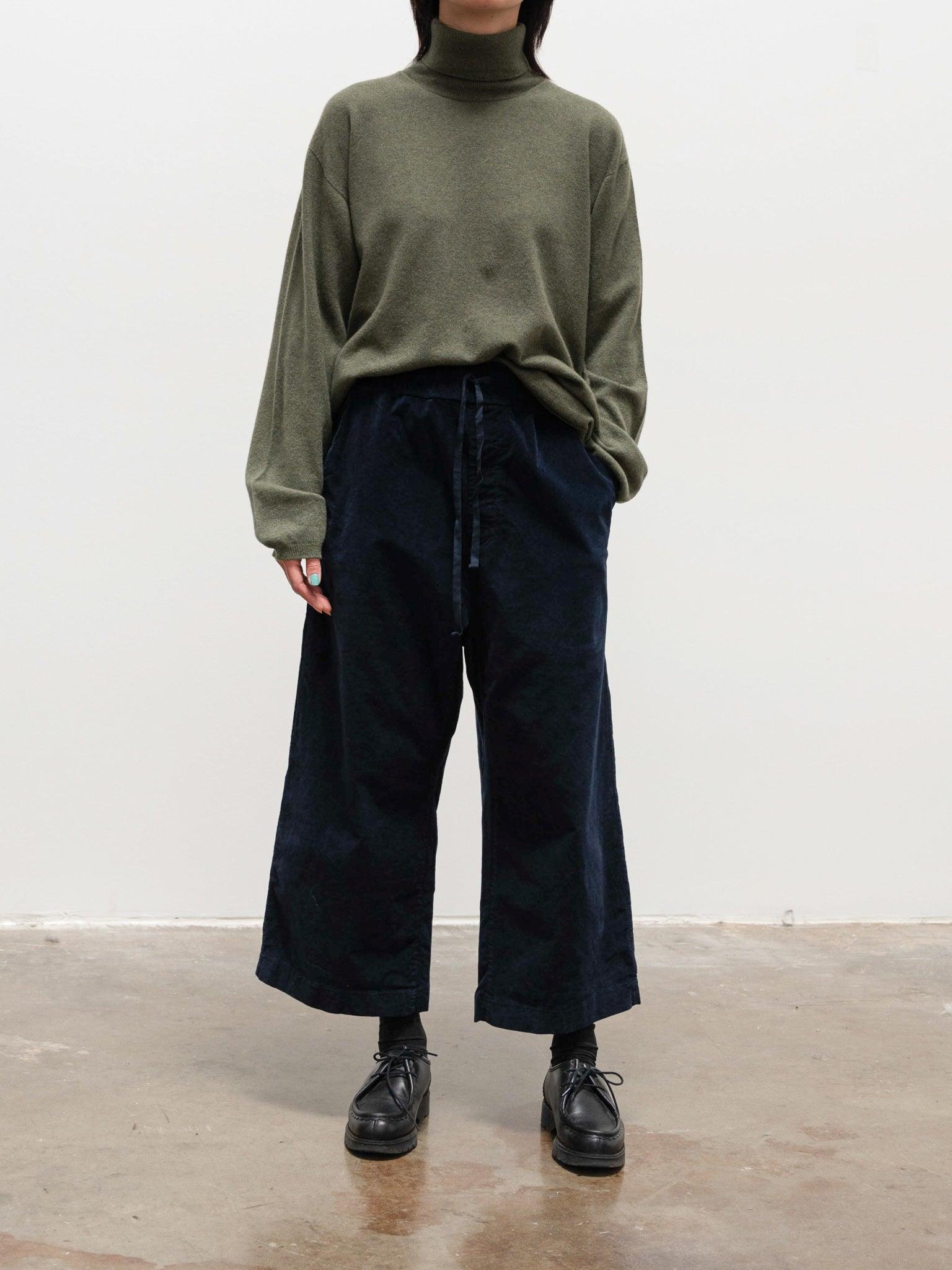 Namu Shop - Album Di Famiglia Velvet W&S Trousers - Navy (restocked)