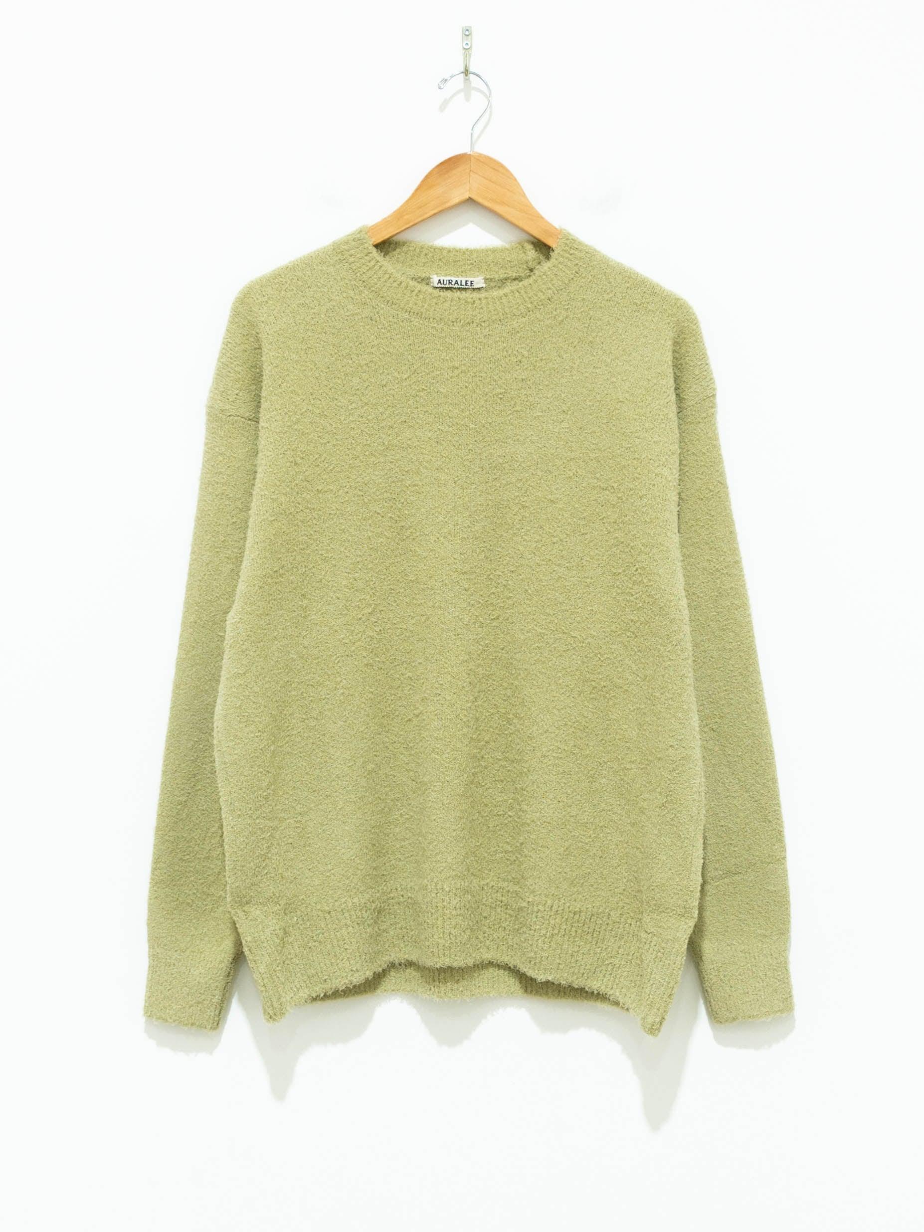 Namu Shop - Auralee Cotton Linen Cut Shaggy Knit Pullover - Light Green