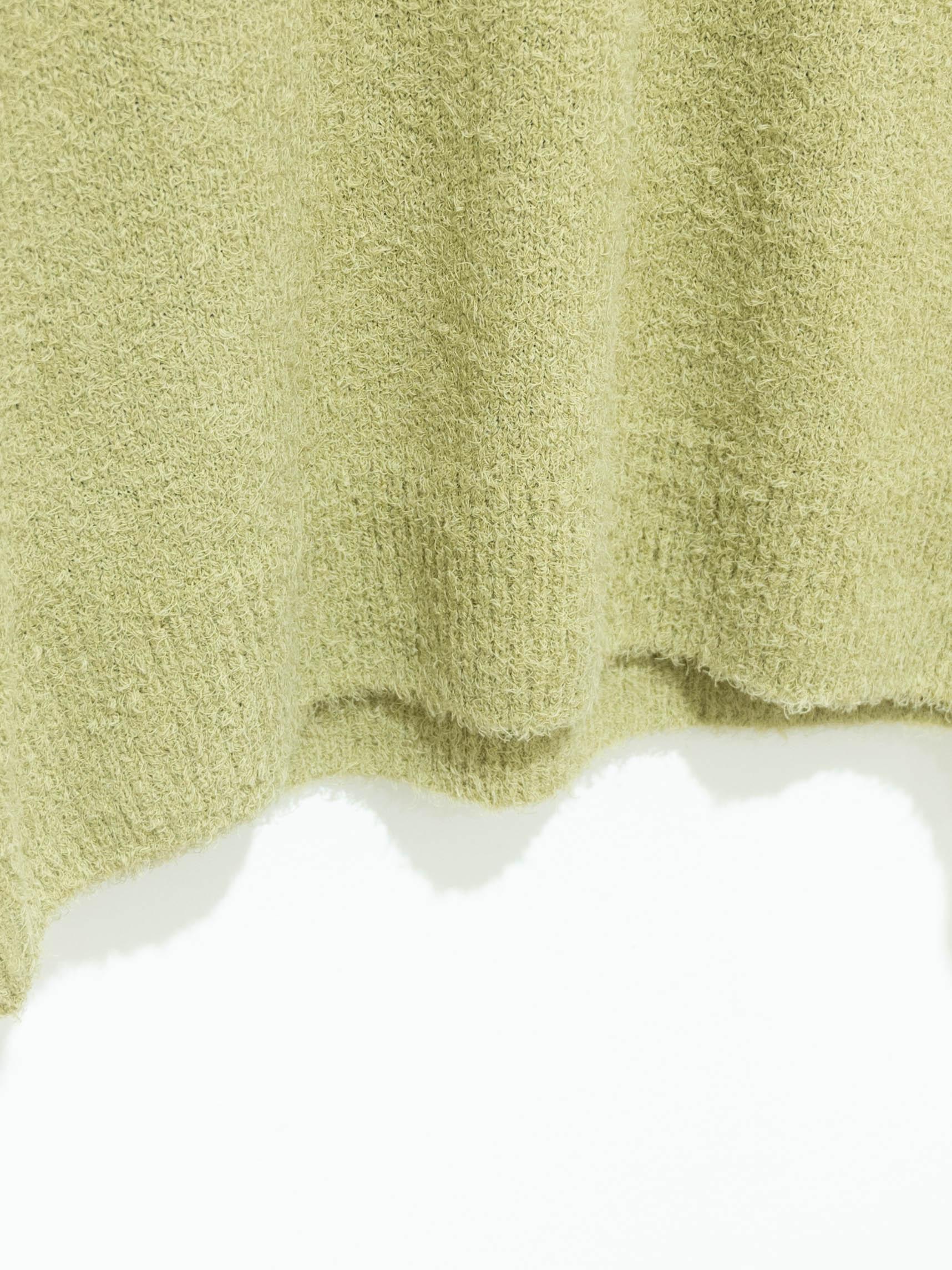 Namu Shop - Auralee Cotton Linen Cut Shaggy Knit Pullover - Light Green