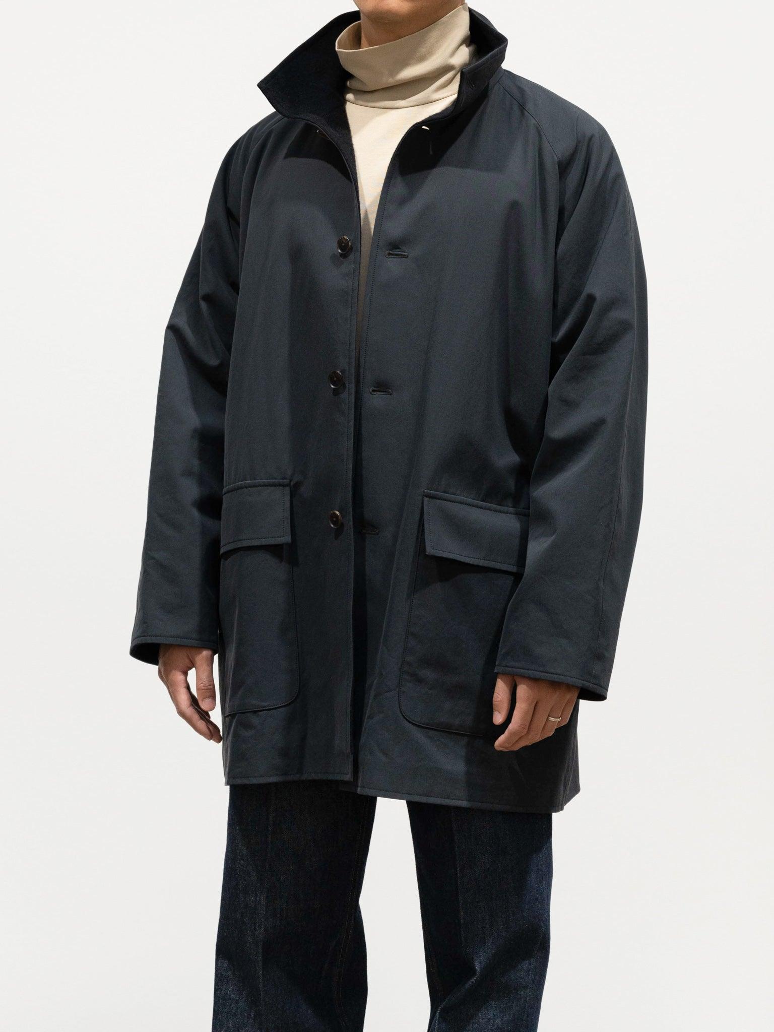 Namu Shop - Auralee Finx Hard Twist Gabardine Blouson Coat - Ink Black Chambray
