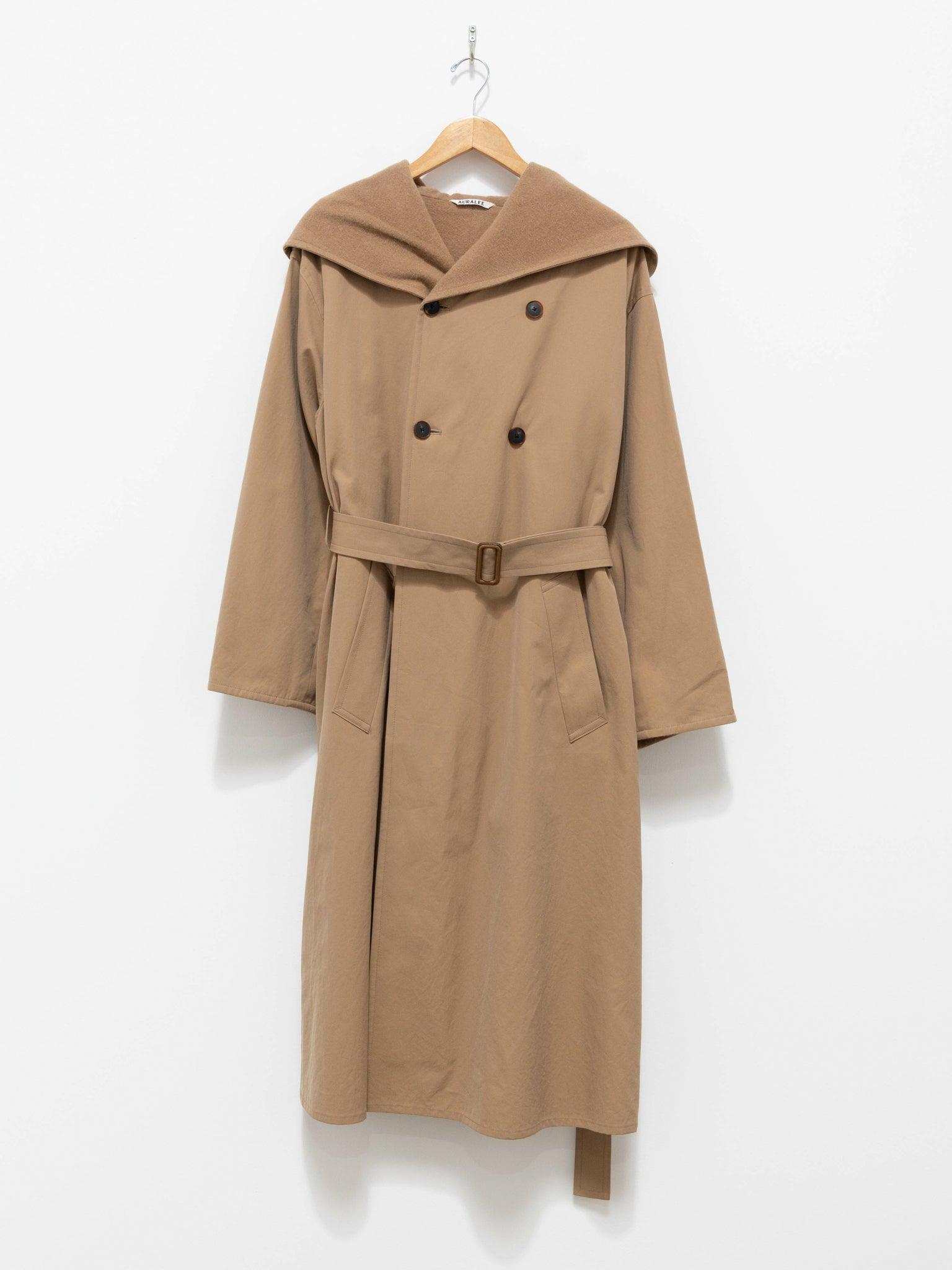Namu Shop - Auralee Finx Hard Twist Gabardine Hooded Double Coat - Beige Chambray